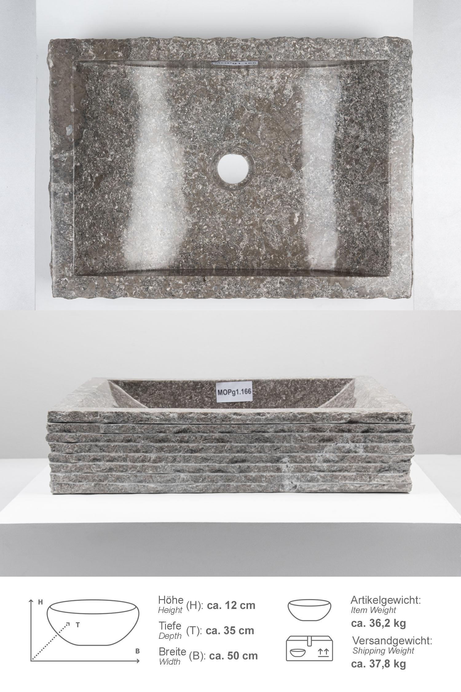 Marmor Waschbecken PERAHU 50 cm poliert grau MOPg1.166