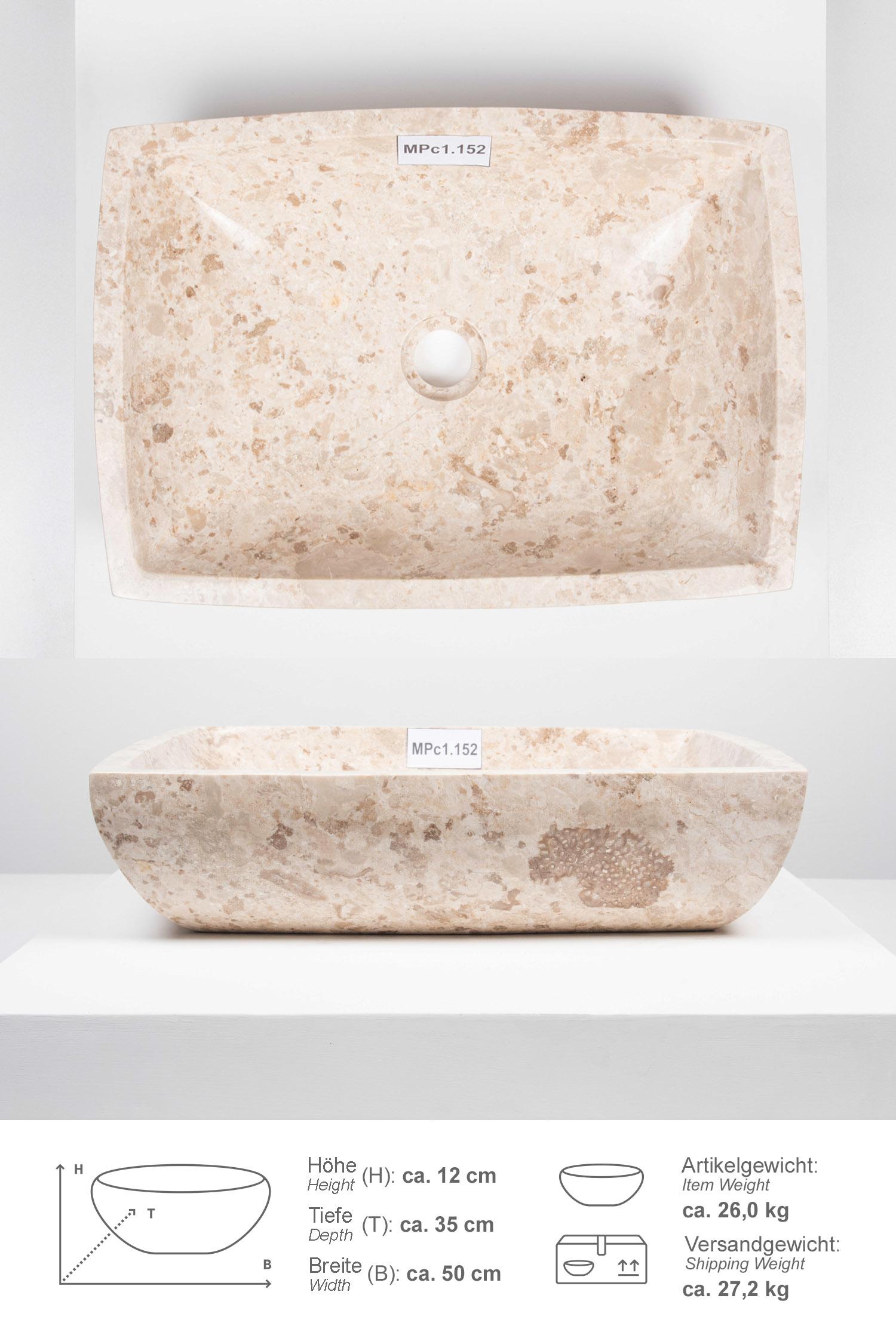 Waschbecken MARA aus Marmor creme 50 cm
MPC1.152