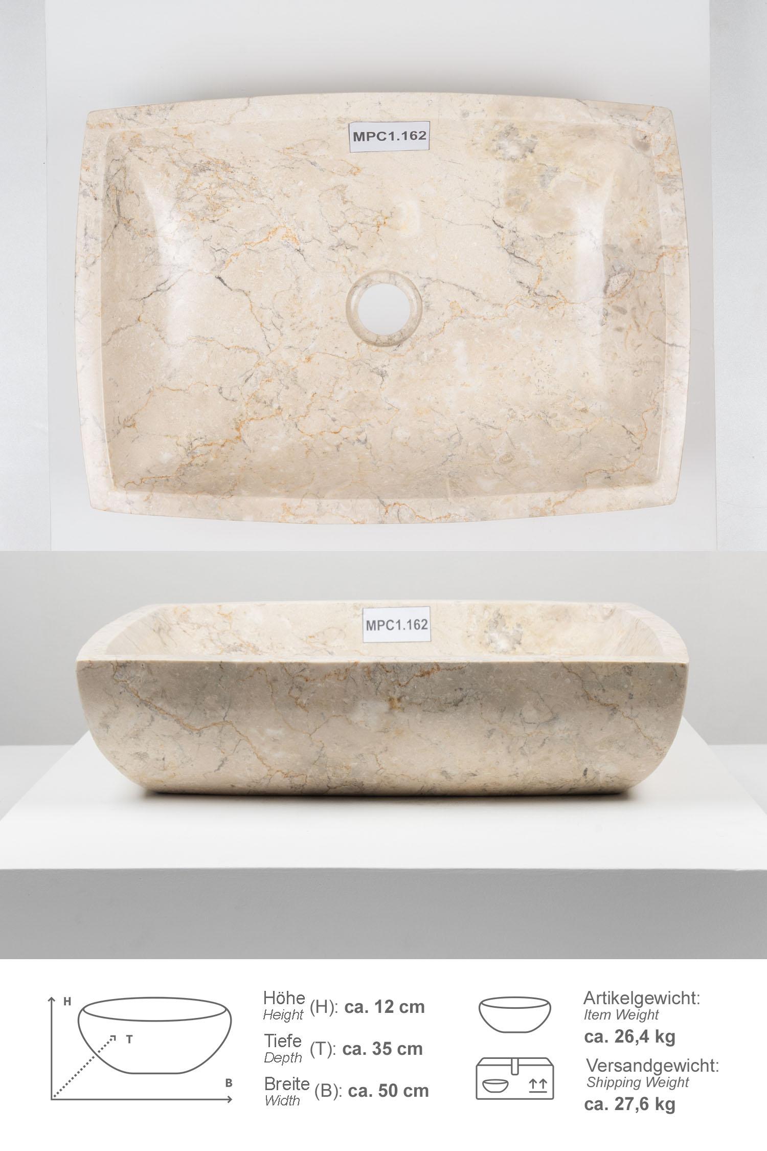 Waschbecken MARA aus Marmor creme 50 cm MPC1.162