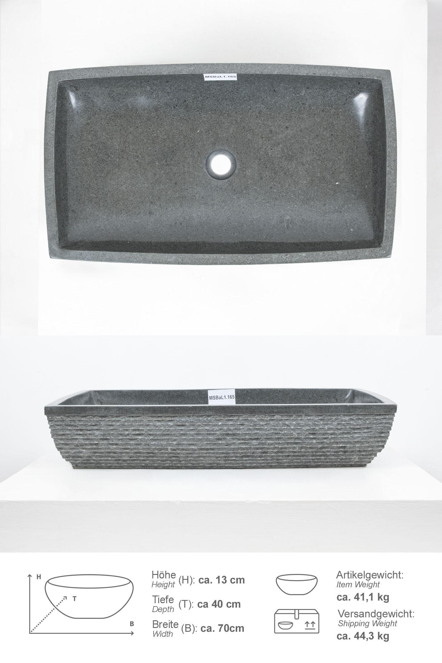 Andesit Steinwaschbecken MARA 70 cm schwarz rechteckig
MSBaL1.165