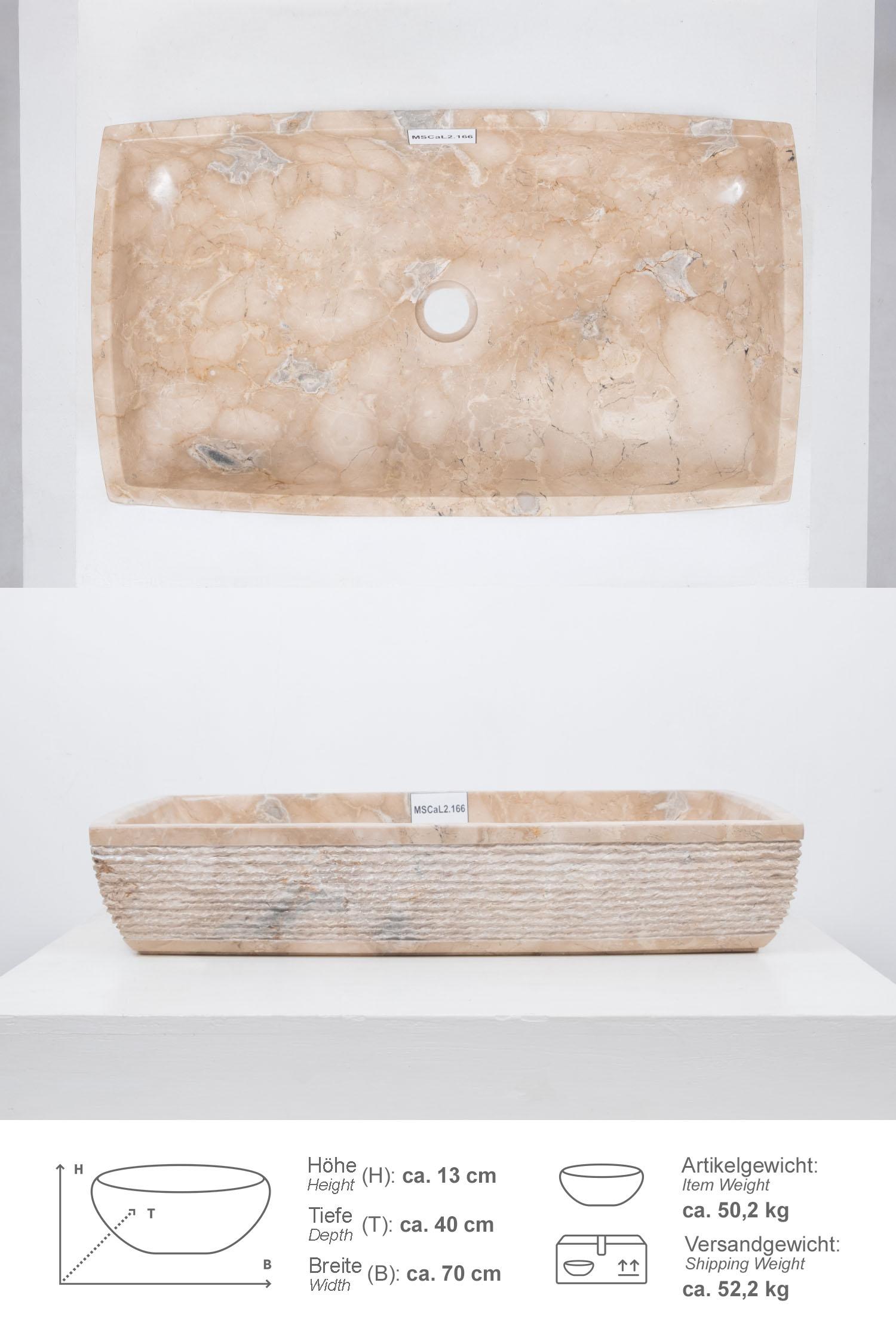Marmor Waschbecken MARA 70 cm creme eckig gehämmert
MSCaL2.166