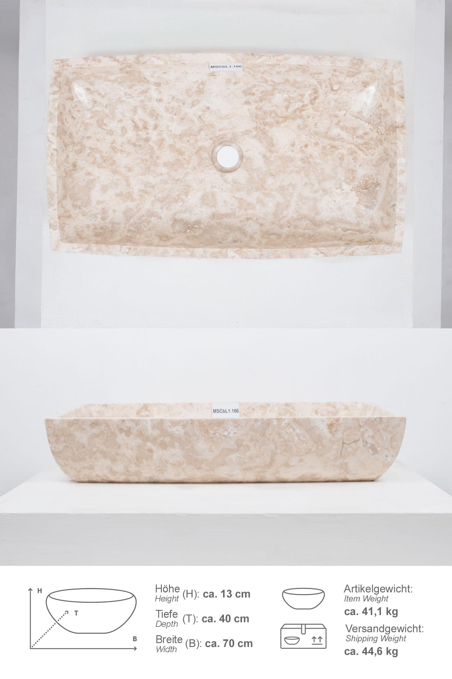 Marmor Waschbecken MARA 70 cm poliert creme
MSCbL1.166