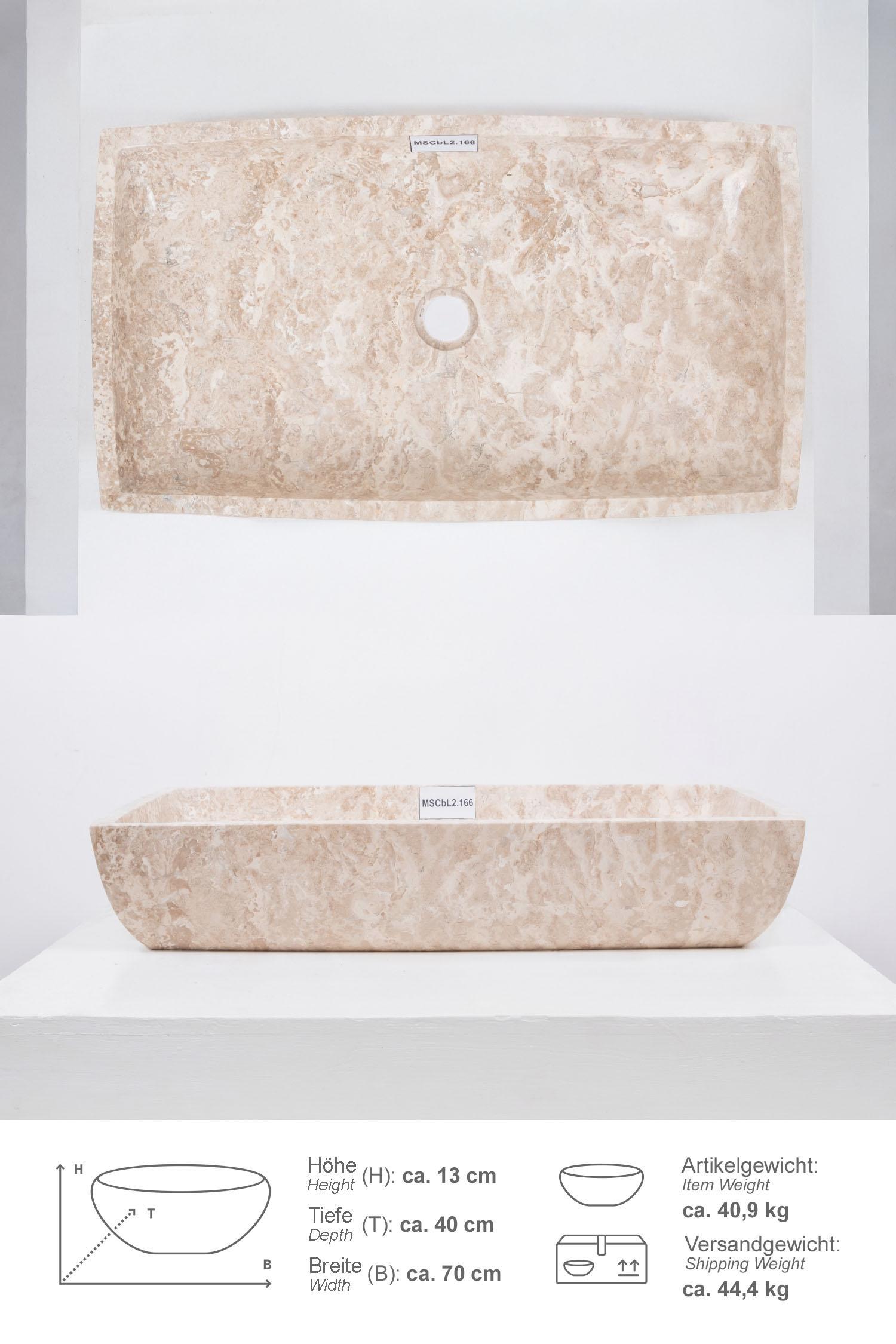Marmor Waschbecken MARA 70 cm poliert creme
MSCbL2.166