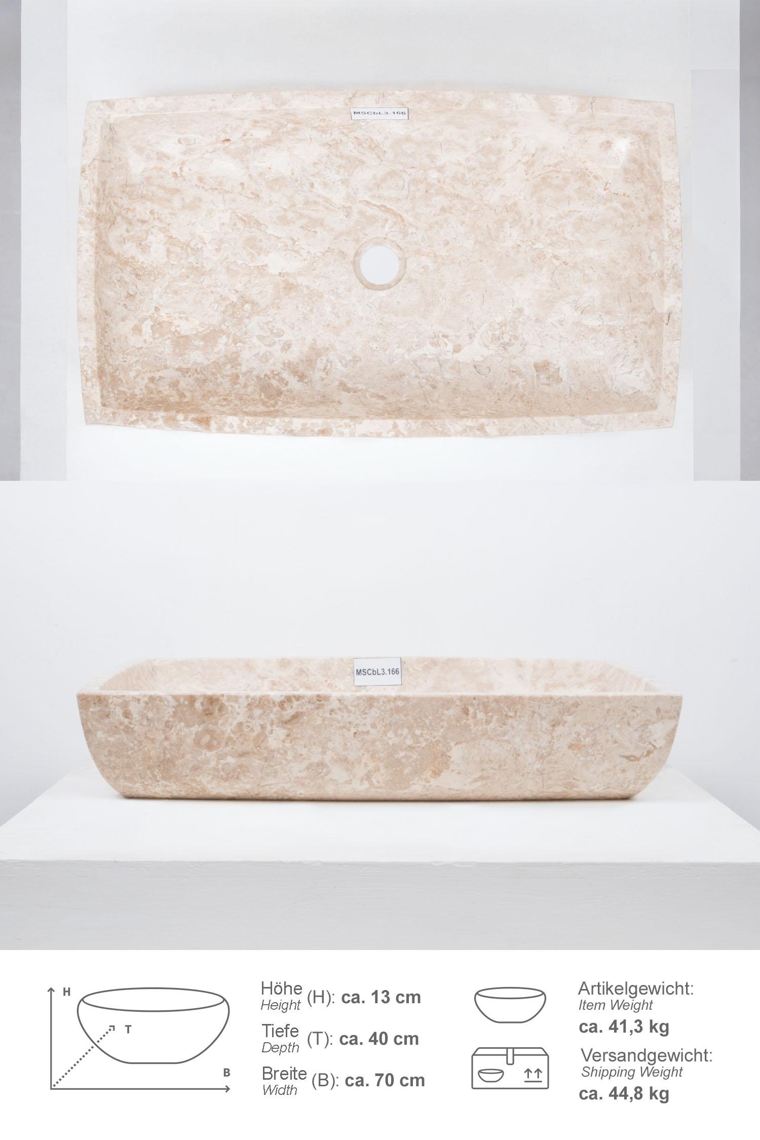 Marmor Waschbecken MARA 70 cm poliert creme
MSCbL3.166