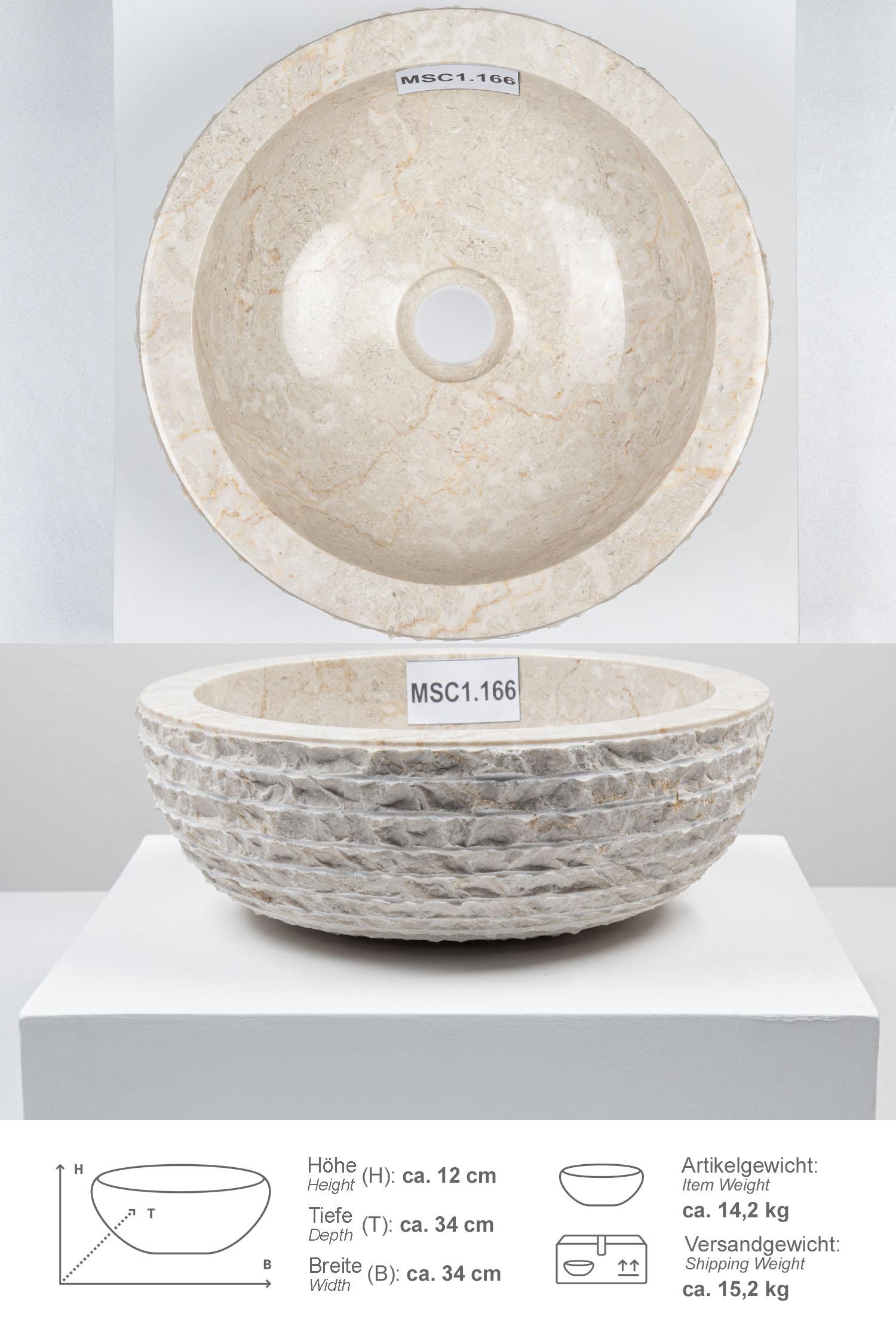 Marmor Waschbecken BASCOM ROWFISH mini gehämmert creme 33 cm
MSC1.166