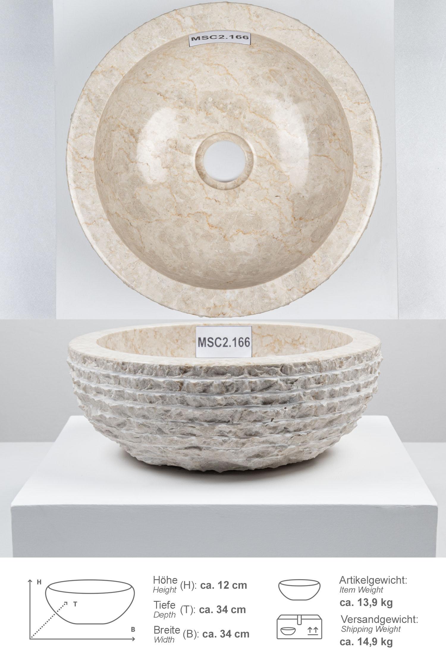 Marmor Waschbecken BASCOM ROWFISH mini gehämmert creme 33 cm
MSC2.166