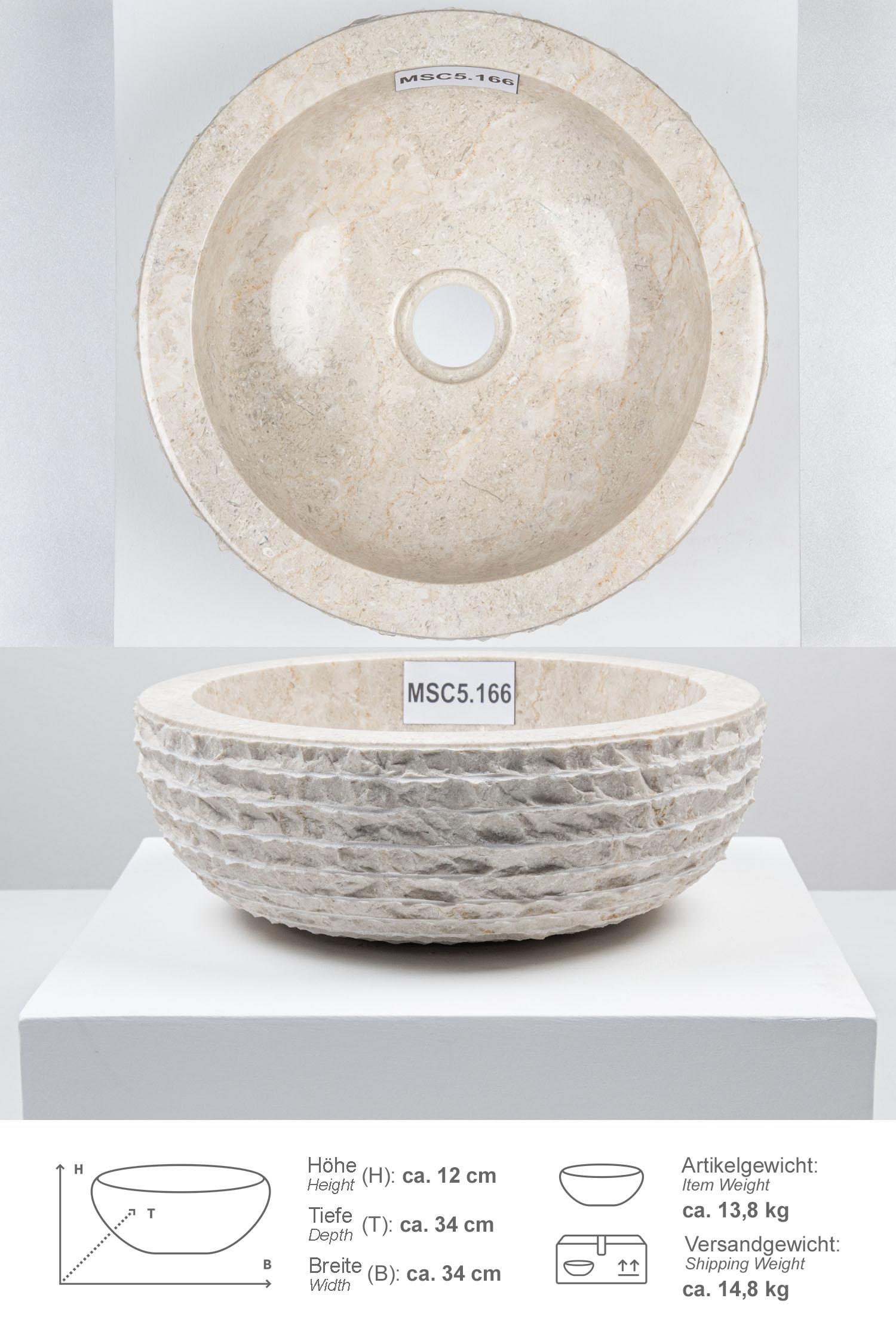 Marmor Waschbecken BASCOM ROWFISH mini gehämmert creme 33 cm
MSC5.166