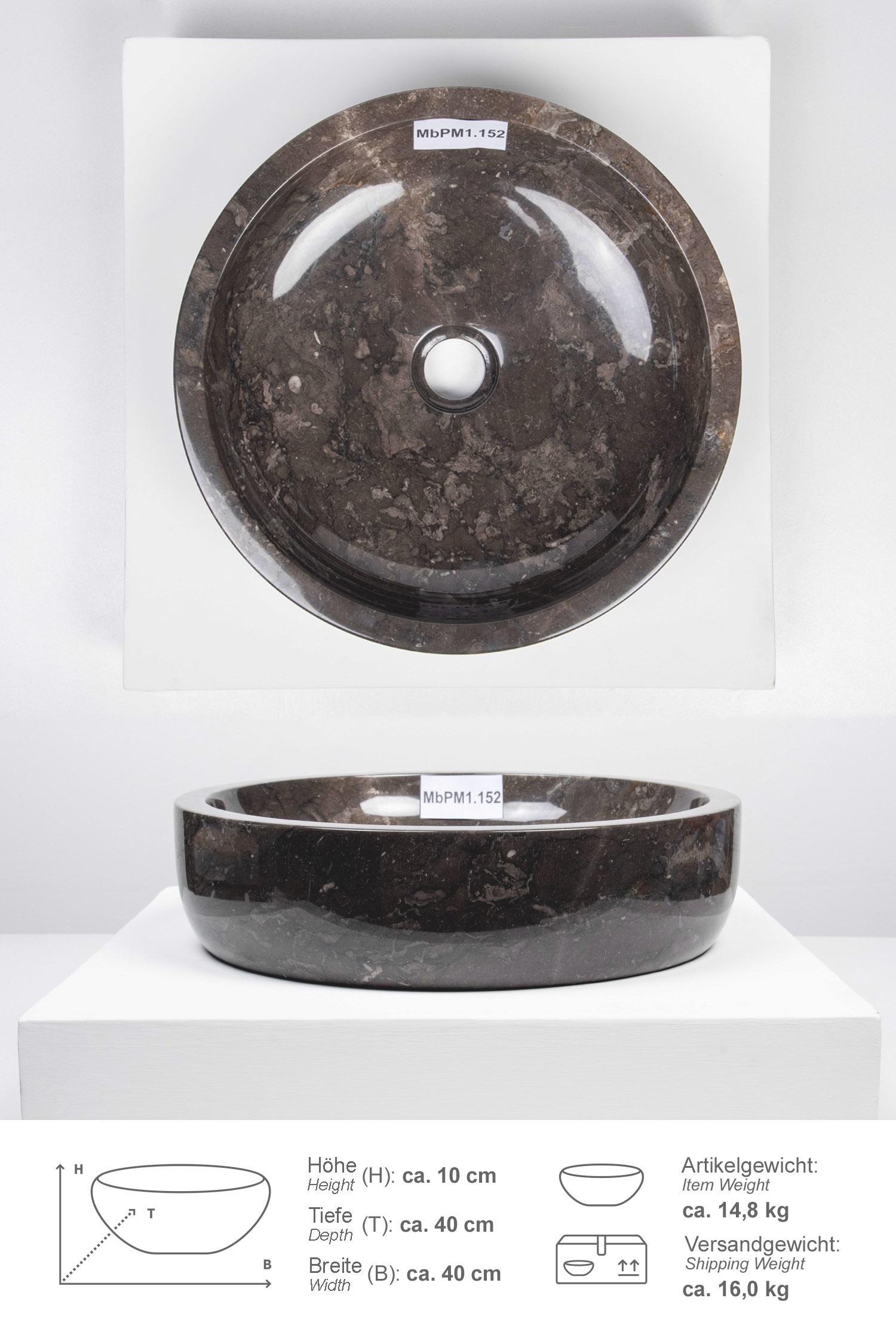 Marmor Waschbecken MILO 40 cm rund 
MbPM1.152