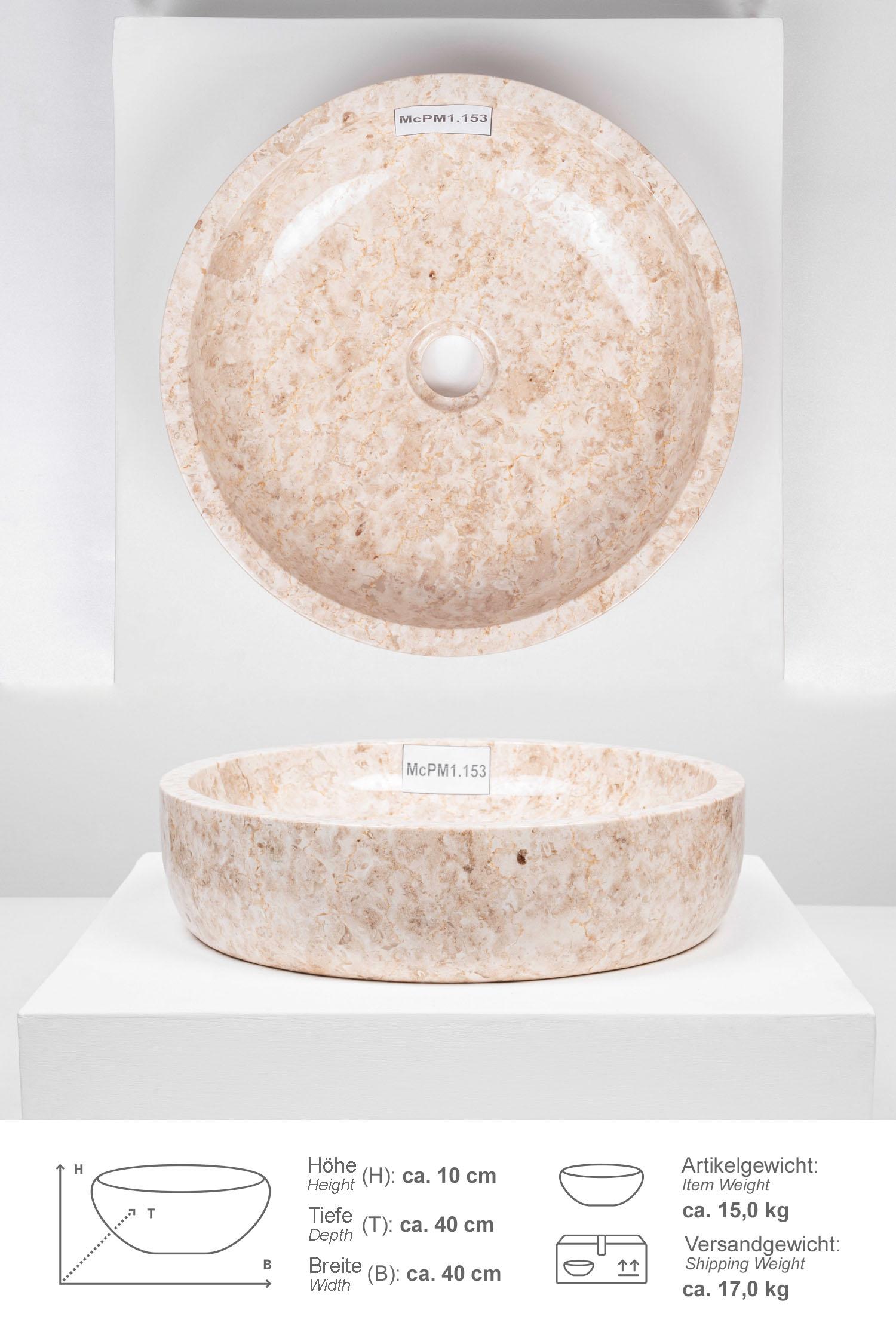 Marmor-Waschbecken MILO 40 cm creme MCPM1.153