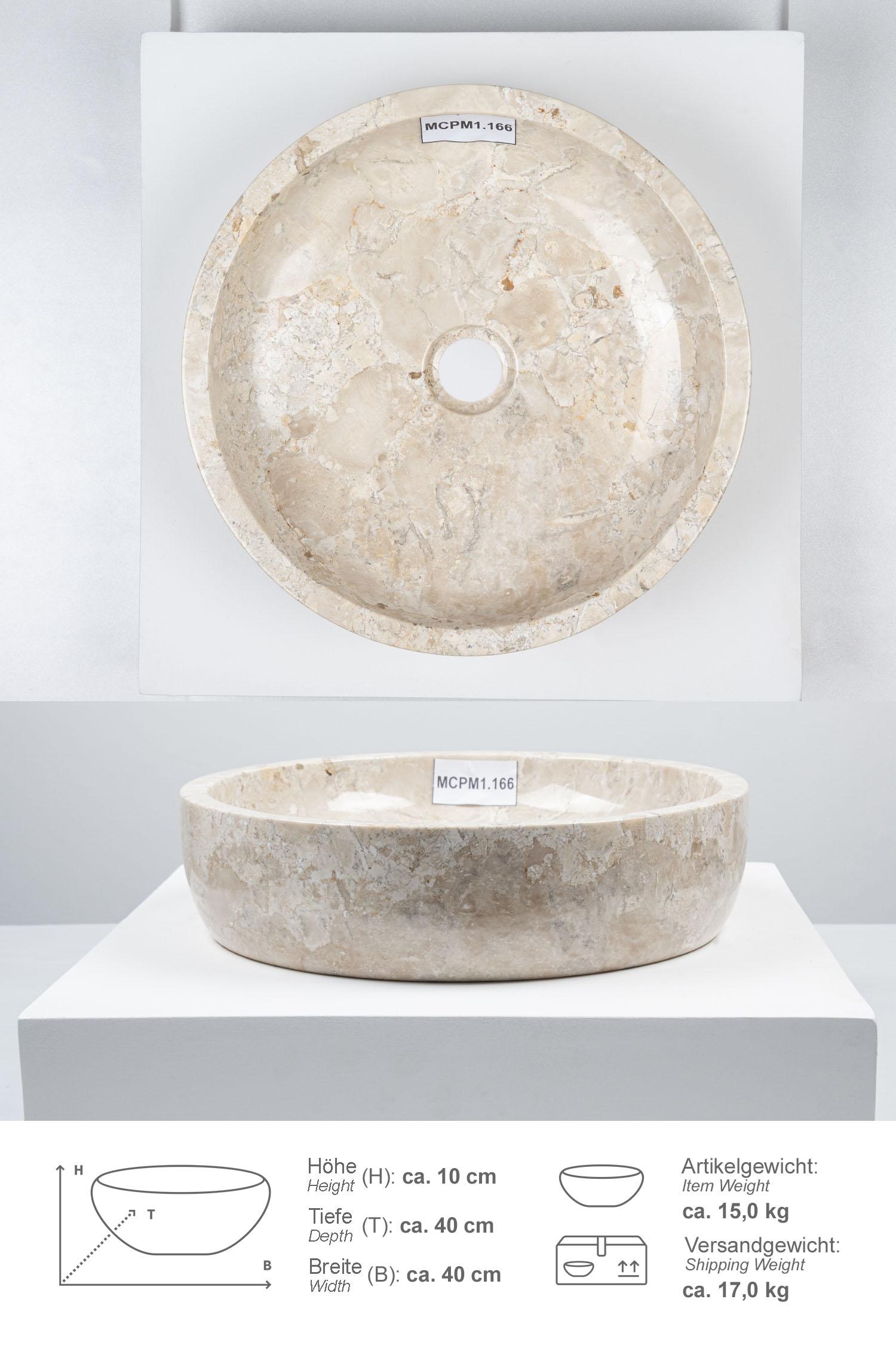 Marmor-Waschbecken MILO 40 cm creme MCPM1.166