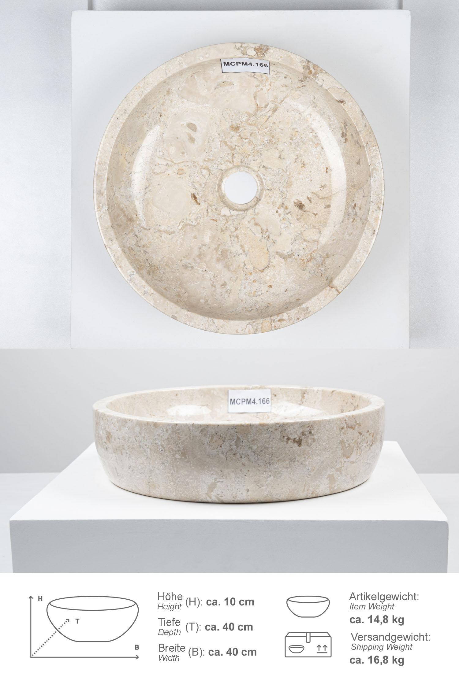 Marmor-Waschbecken MILO 40 cm creme
MCPM4.166