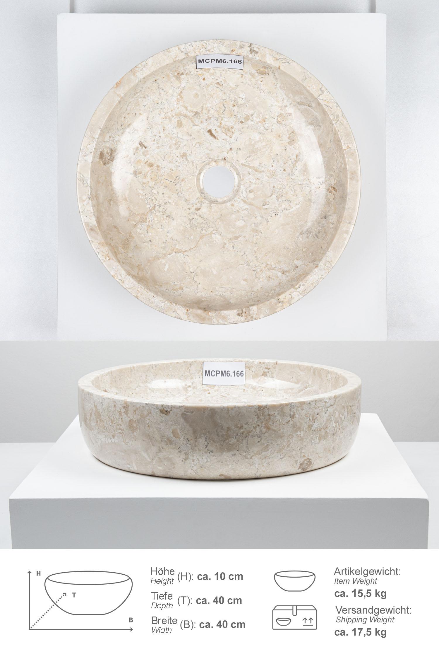 Marmor-Waschbecken MILO 40 cm creme
MCPM6.166