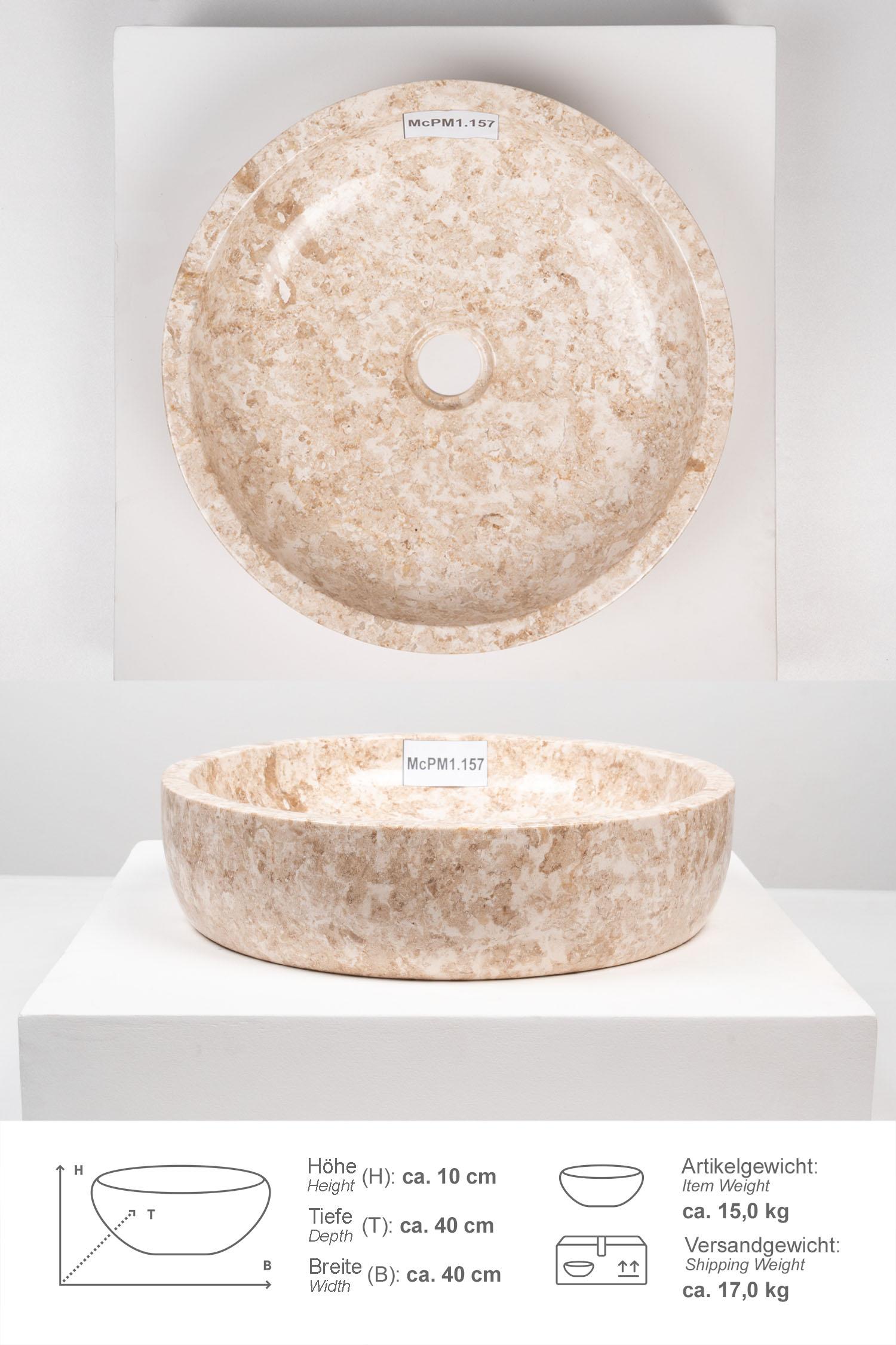 Marmor-Waschbecken MILO 40 cm creme McPM1.157