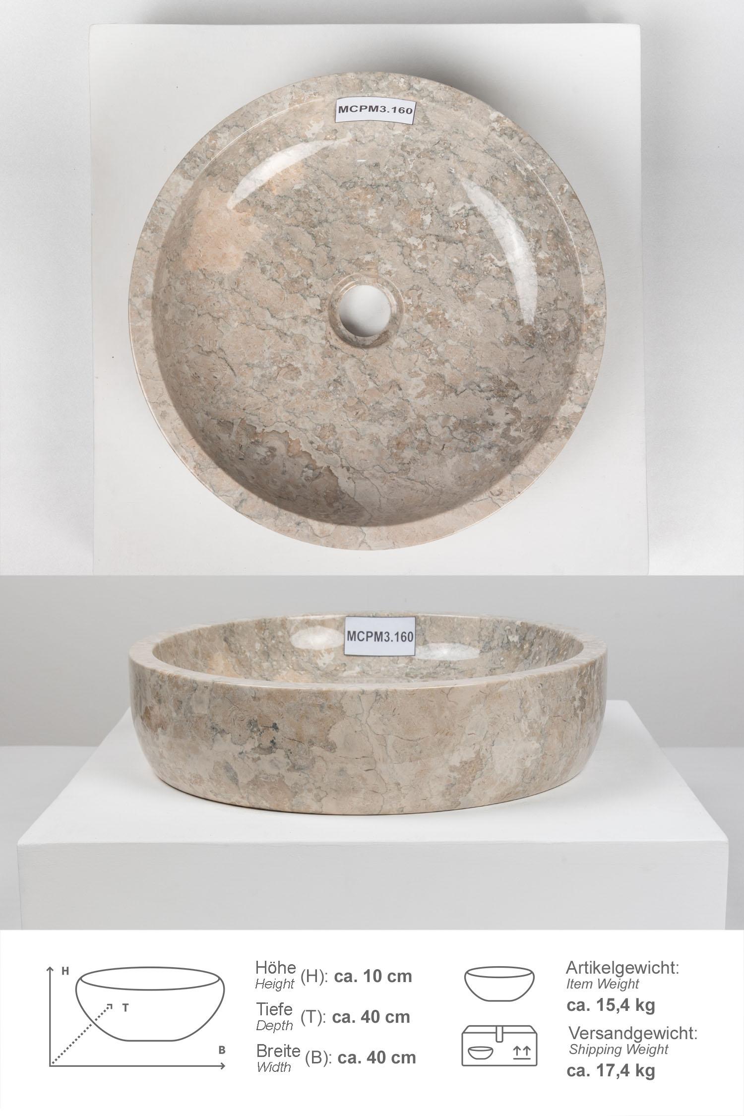 Marmor-Waschbecken MILO 40 cm creme
McPM3.160