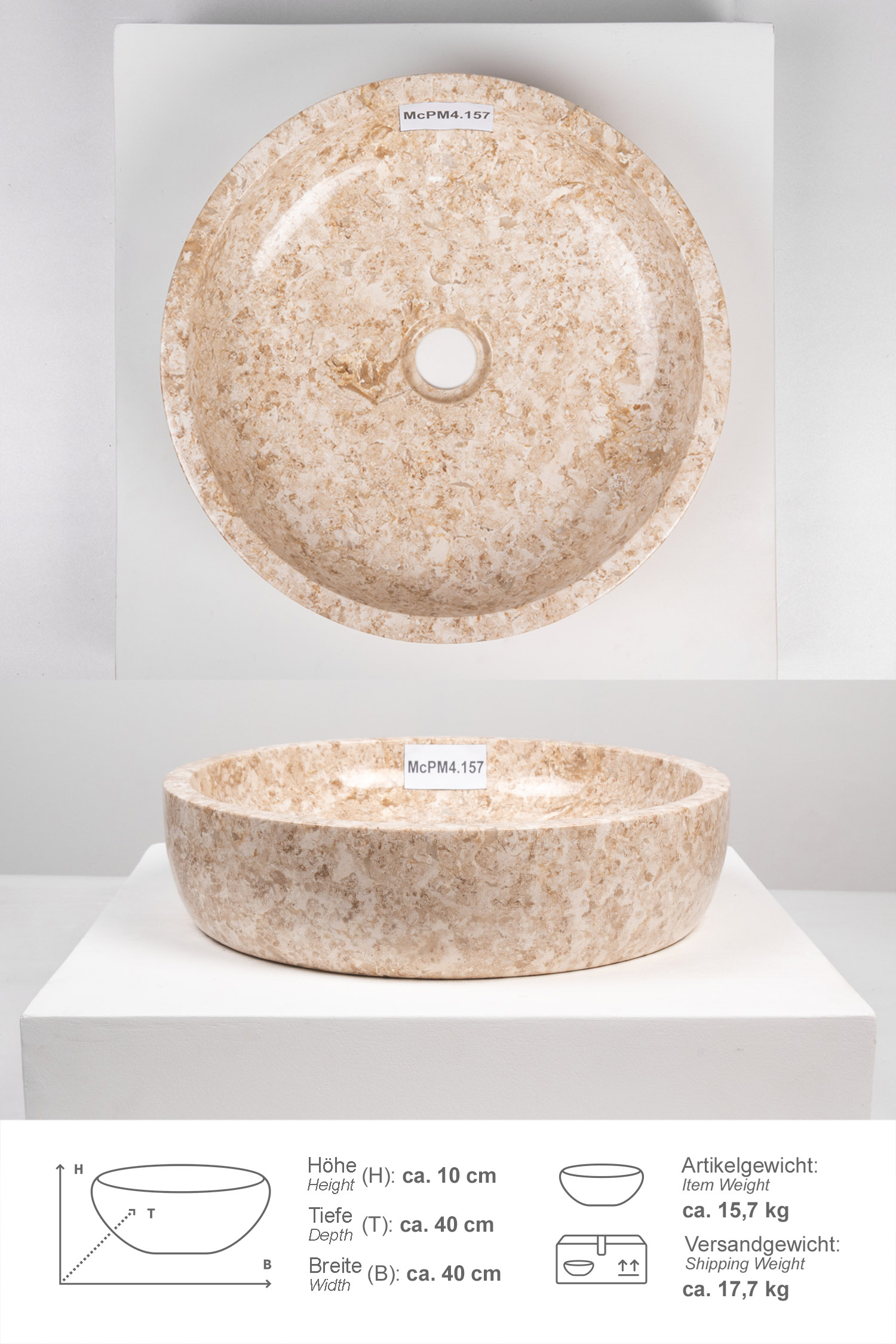 Marmor-Waschbecken MILO 40 cm creme
McPM4.157