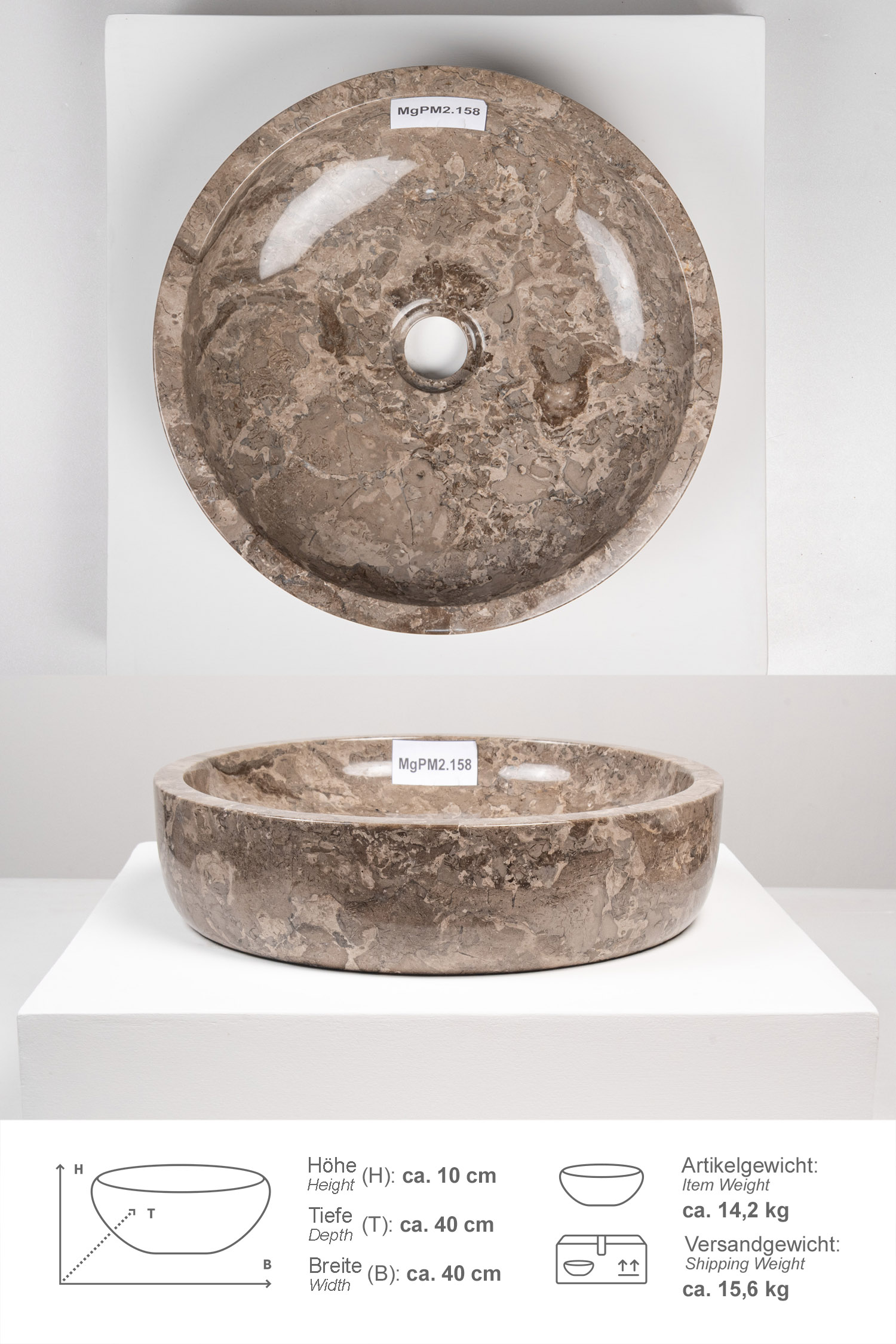 Marmor Waschbecken MILO 40 cm
MgPM2.158