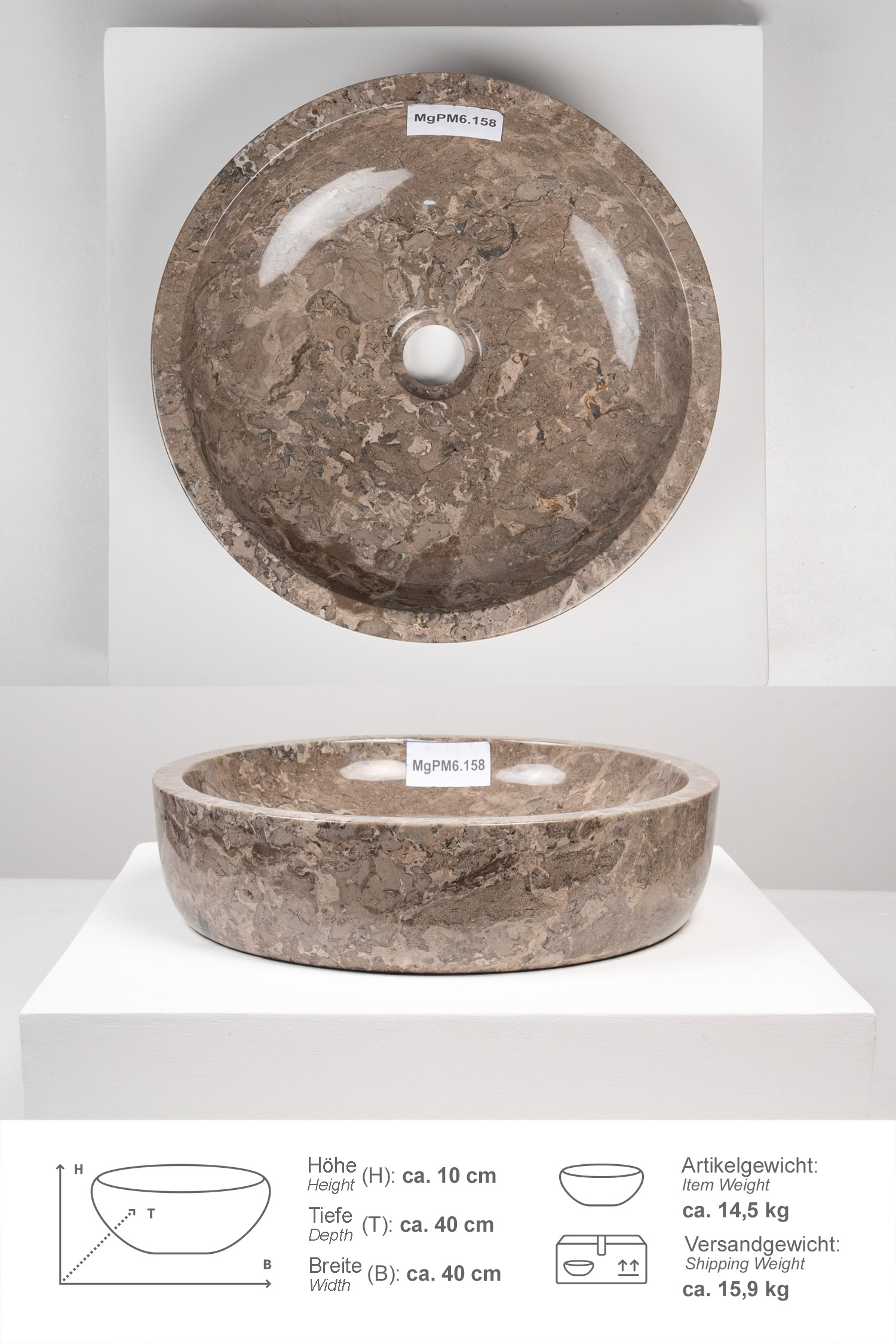 Marmor Waschbecken MILO 40 cm
MgPM6.158