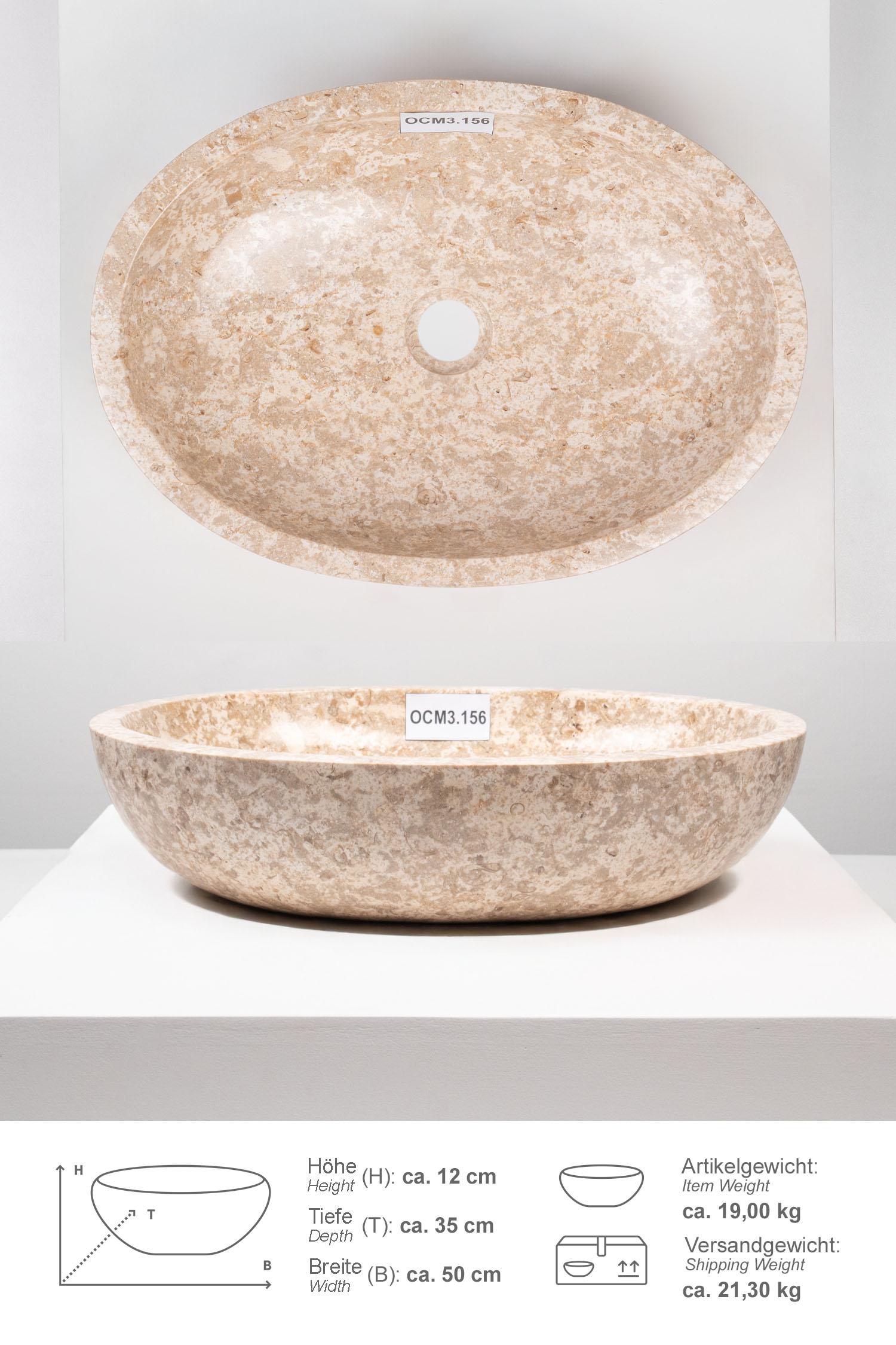 Marmor-Waschbecken MARA oval poliert creme 50 cm
OCM3.156