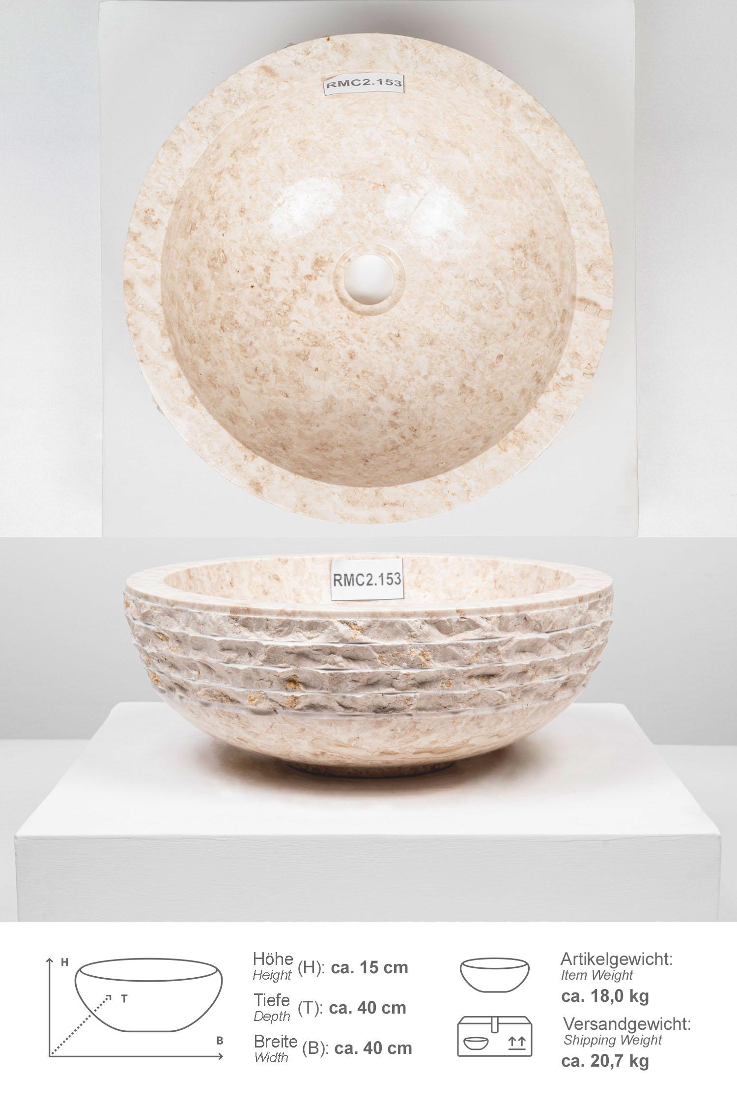 Marmor Waschbecken BASCOM ROWFISH 40 cm creme
RMC2.153