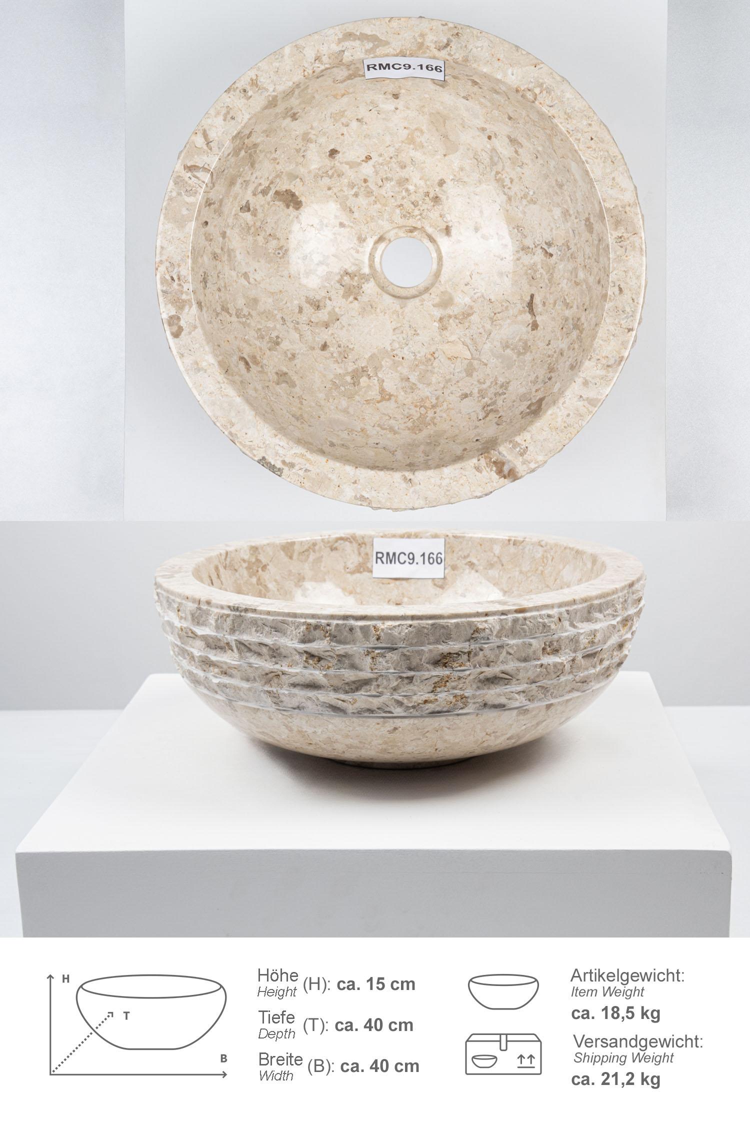 Marmor Waschbecken BASCOM ROWFISH 40 cm creme
RMC9.166