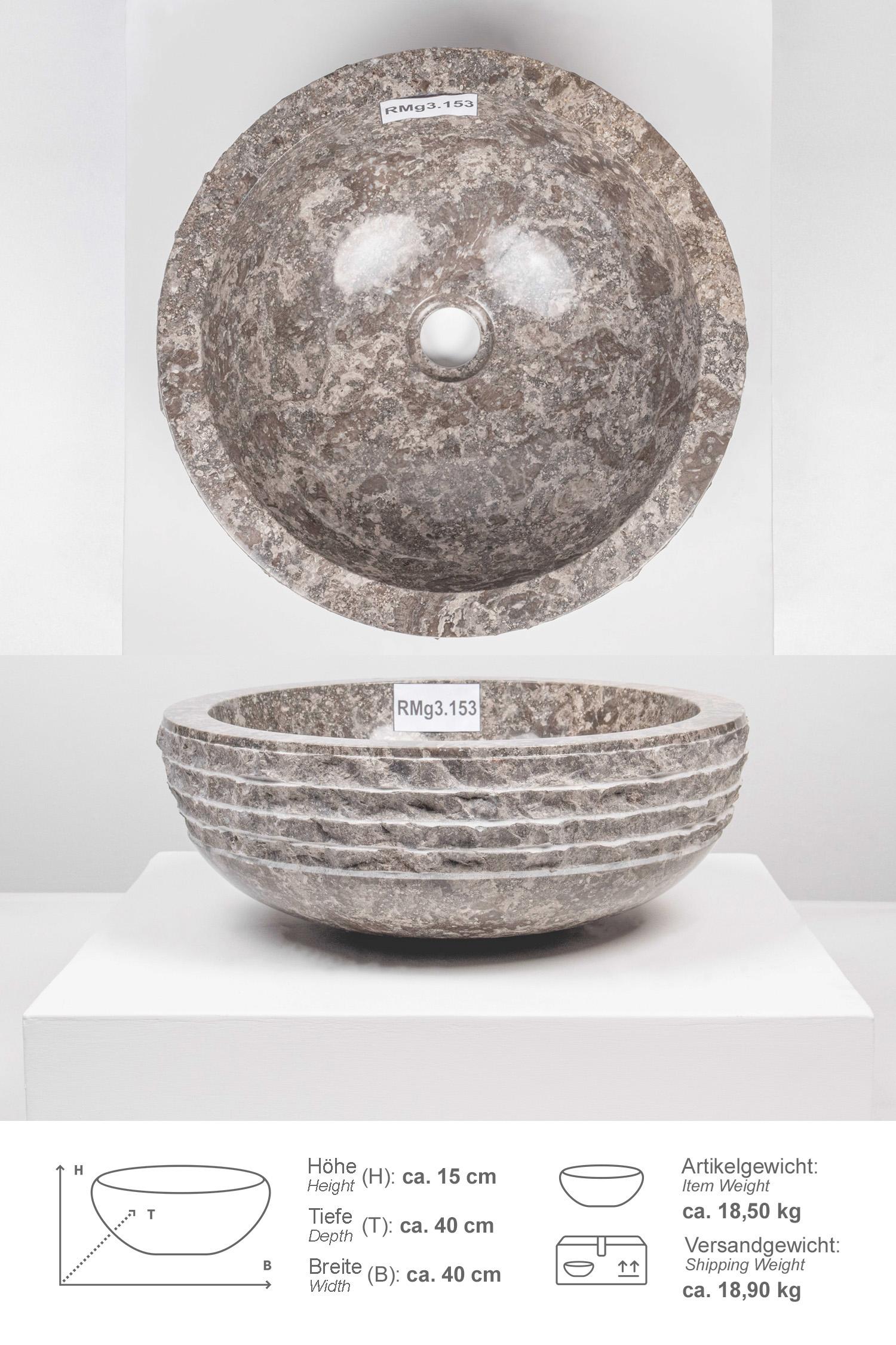 Marmor Waschbecken BASCOM ROWFISH 40 cm grau rund
RMg3.153