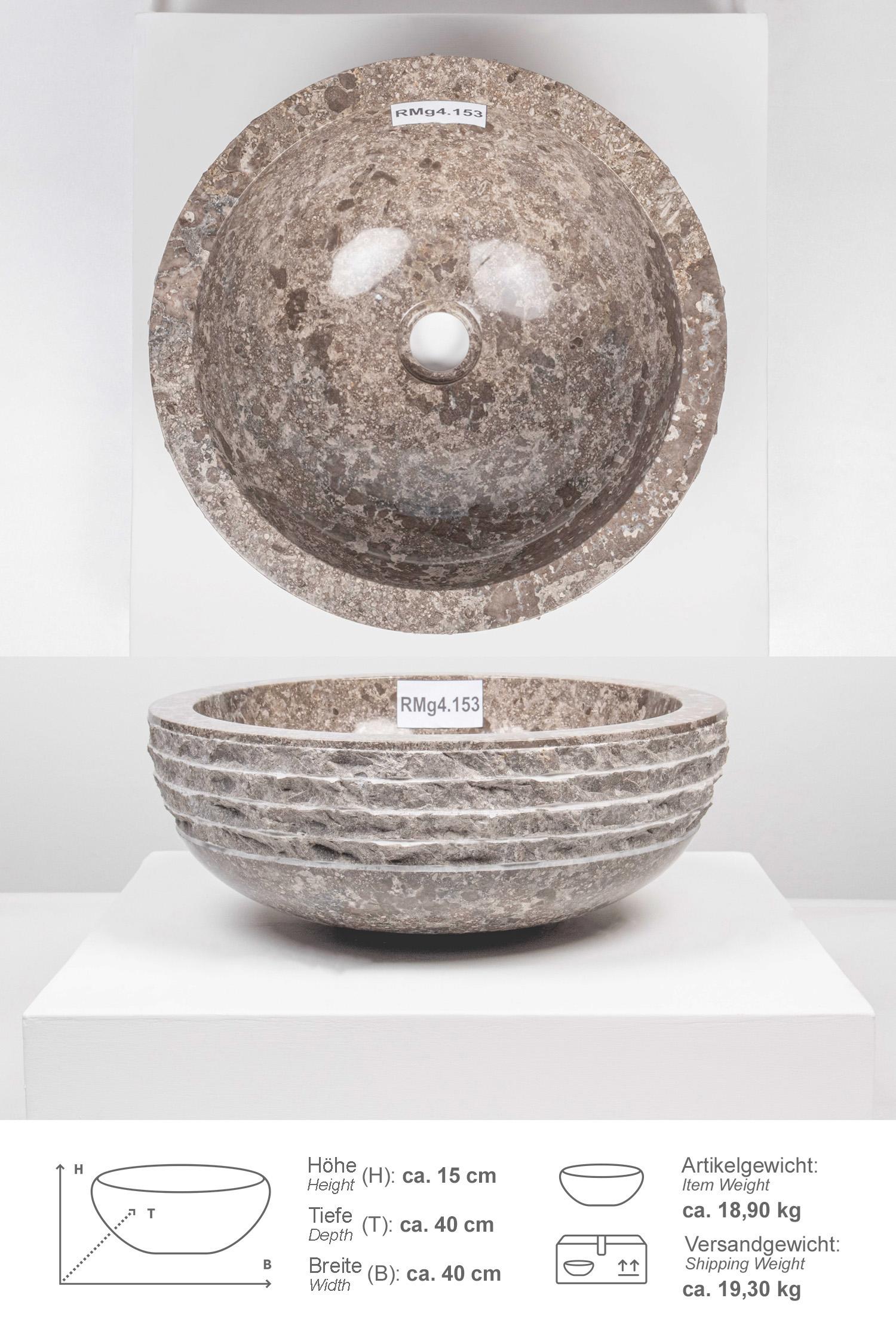 Marmor Waschbecken BASCOM ROWFISH 40 cm grau rund
RMg4.153