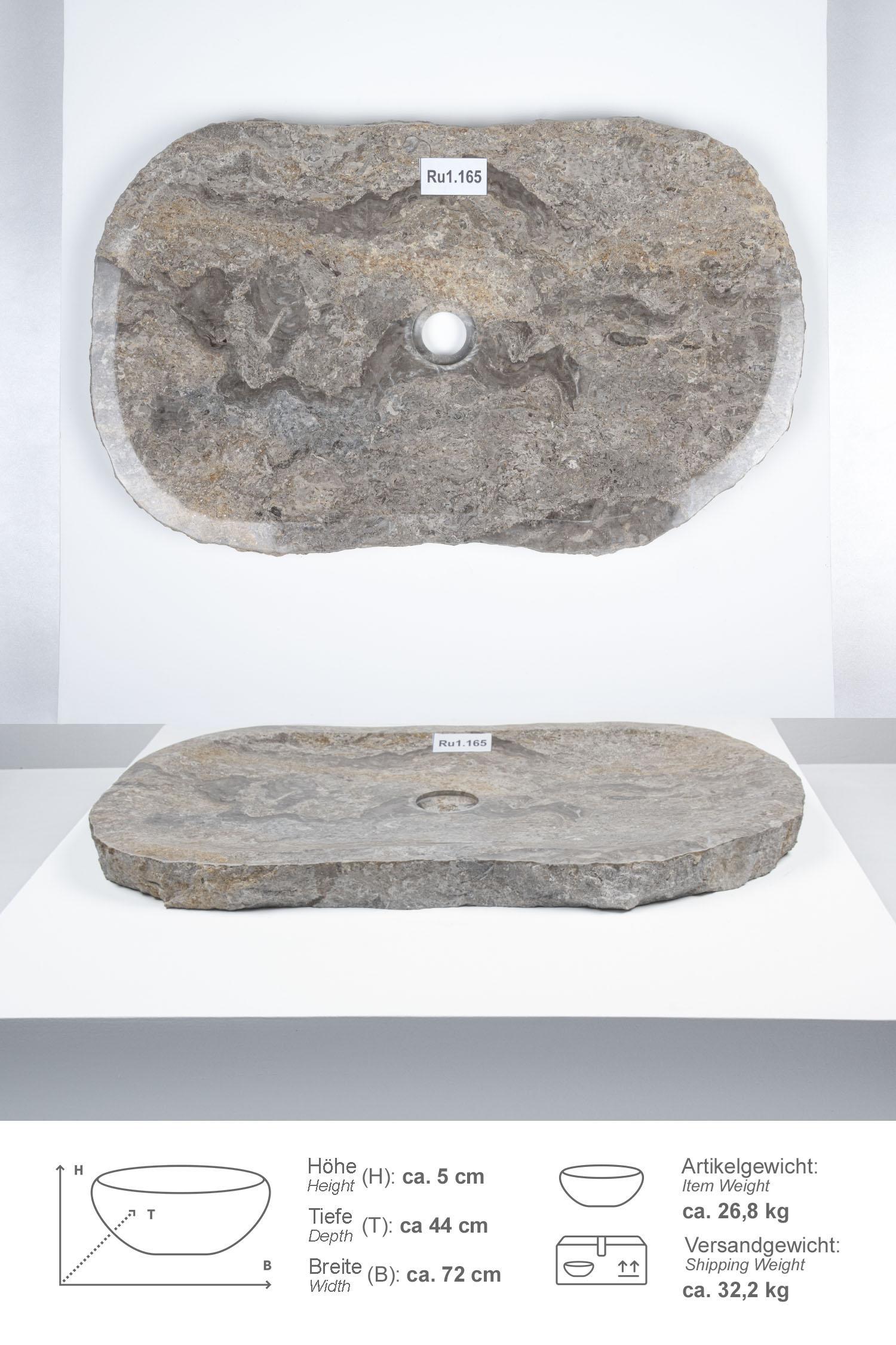 Erosi Marmor Waschbecken extraflach 70 cm grau
Ru1.165