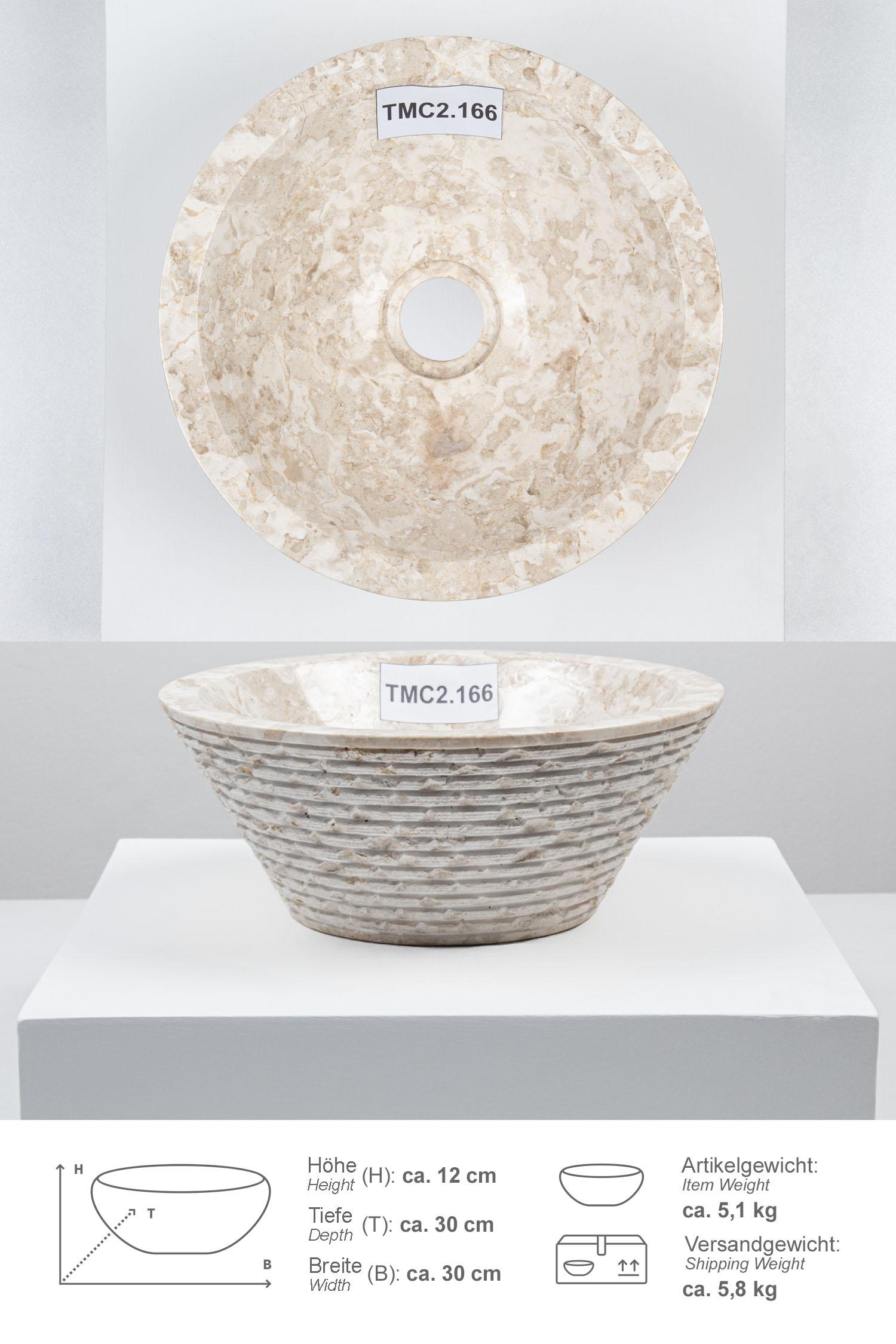 Marmor Waschbecken TOWER 30 cm creme
TMC2.166