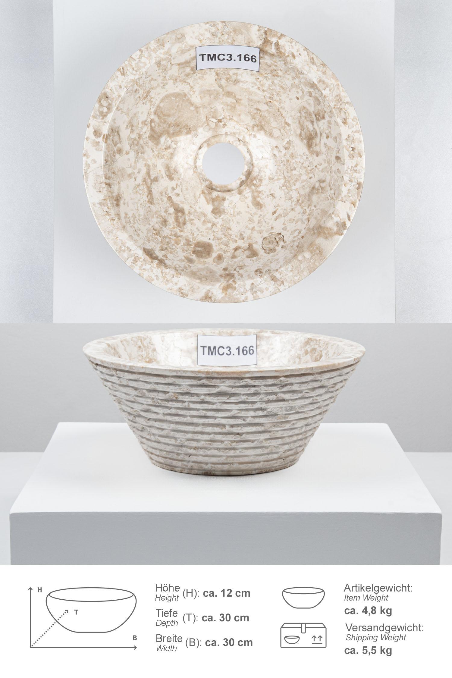 Marmor Waschbecken TOWER 30 cm creme
TMC3.166