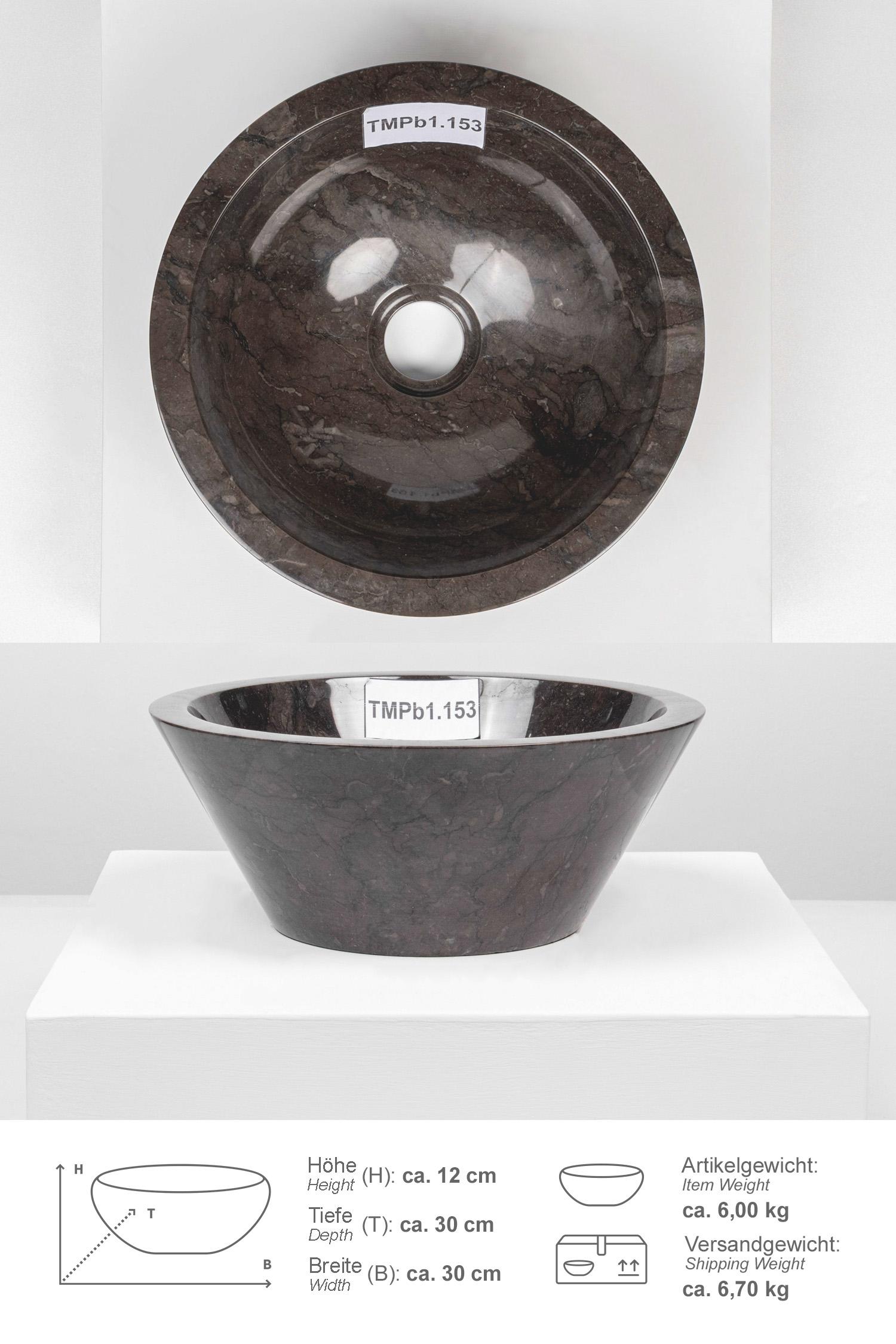 Marmor Waschbecken TOWER 30 cm schwarz poliert
TMPb1.153