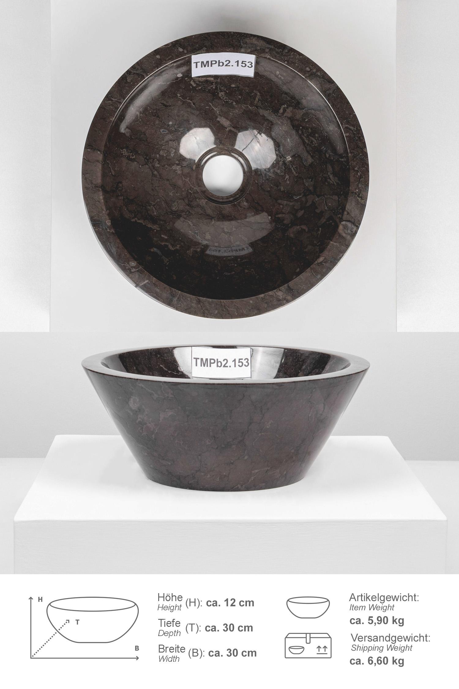 Marmor Waschbecken TOWER 30 cm schwarz poliert
TMPb2.153