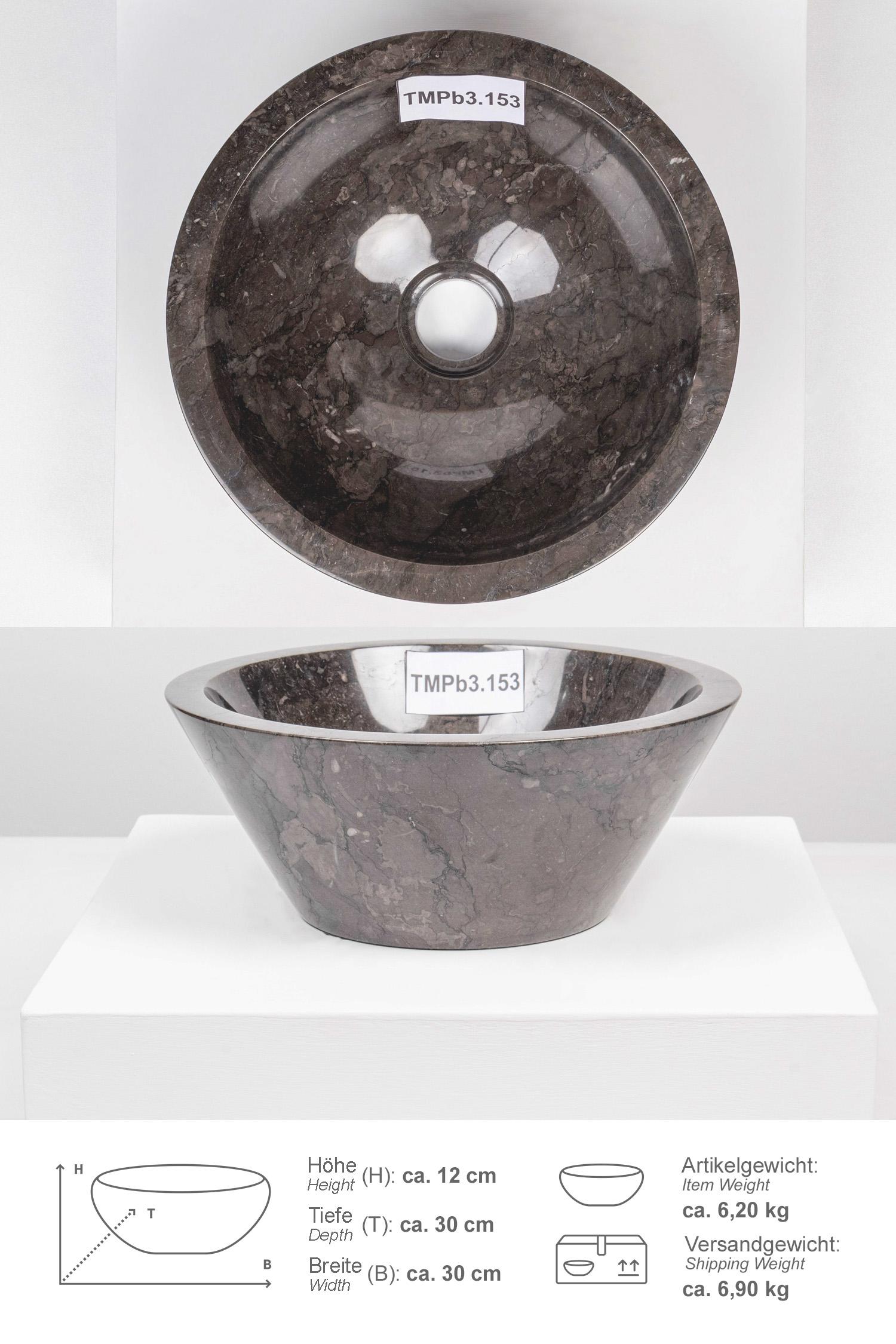 Marmor Waschbecken TOWER 30 cm schwarz poliert
TMPb3.153