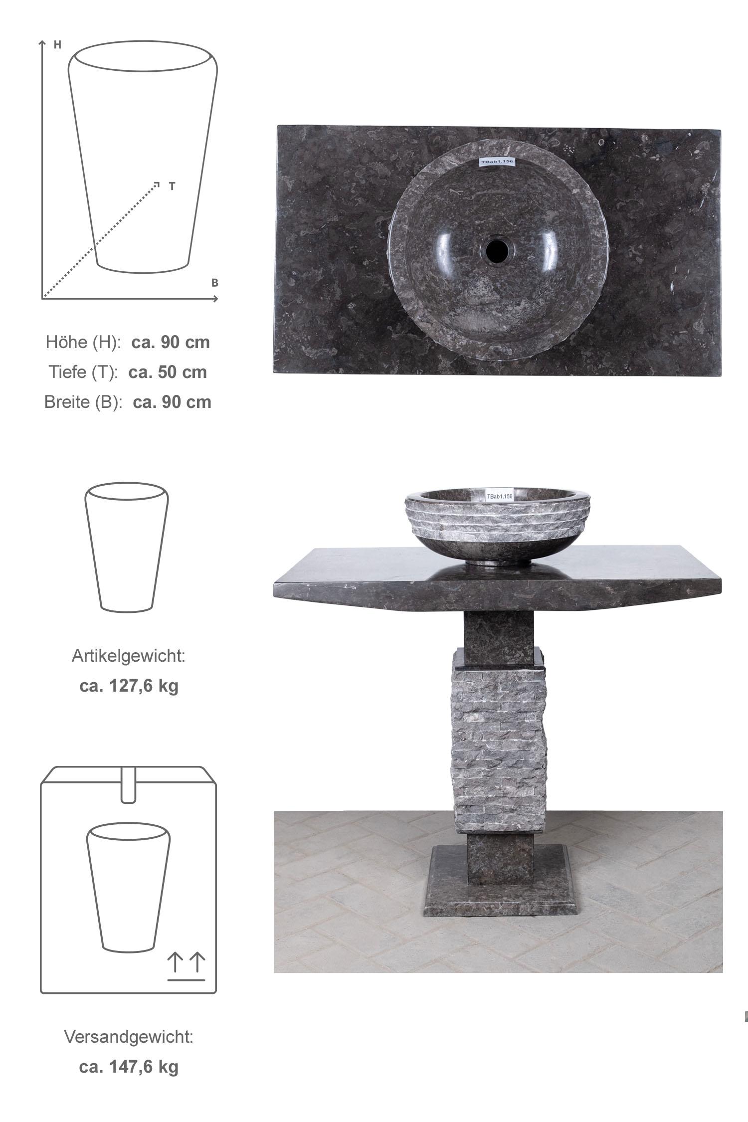 Marmor Standwaschbecken T-MODEL schwarz inkl. Aufsatzwaschbecken
TBab1.156