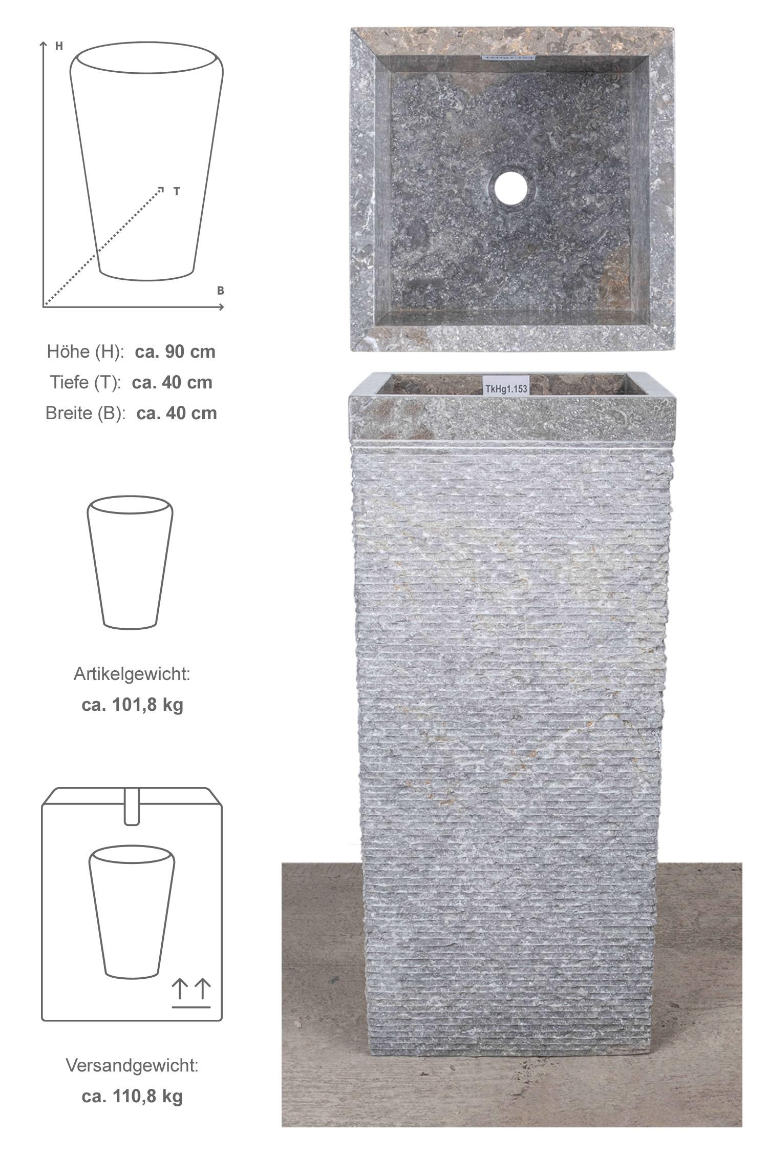 Marmor Standwaschbecken KOTAK 90 cm grau TKHg1.153