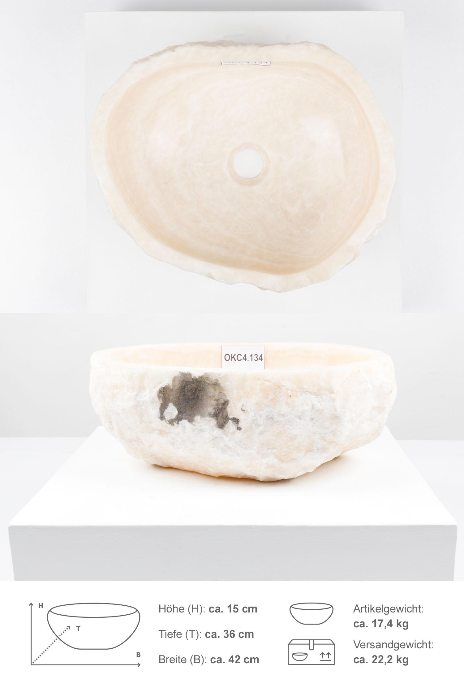 Onyxmarmor-Aufsatzwaschbecken 40 50 cm creme kaufen