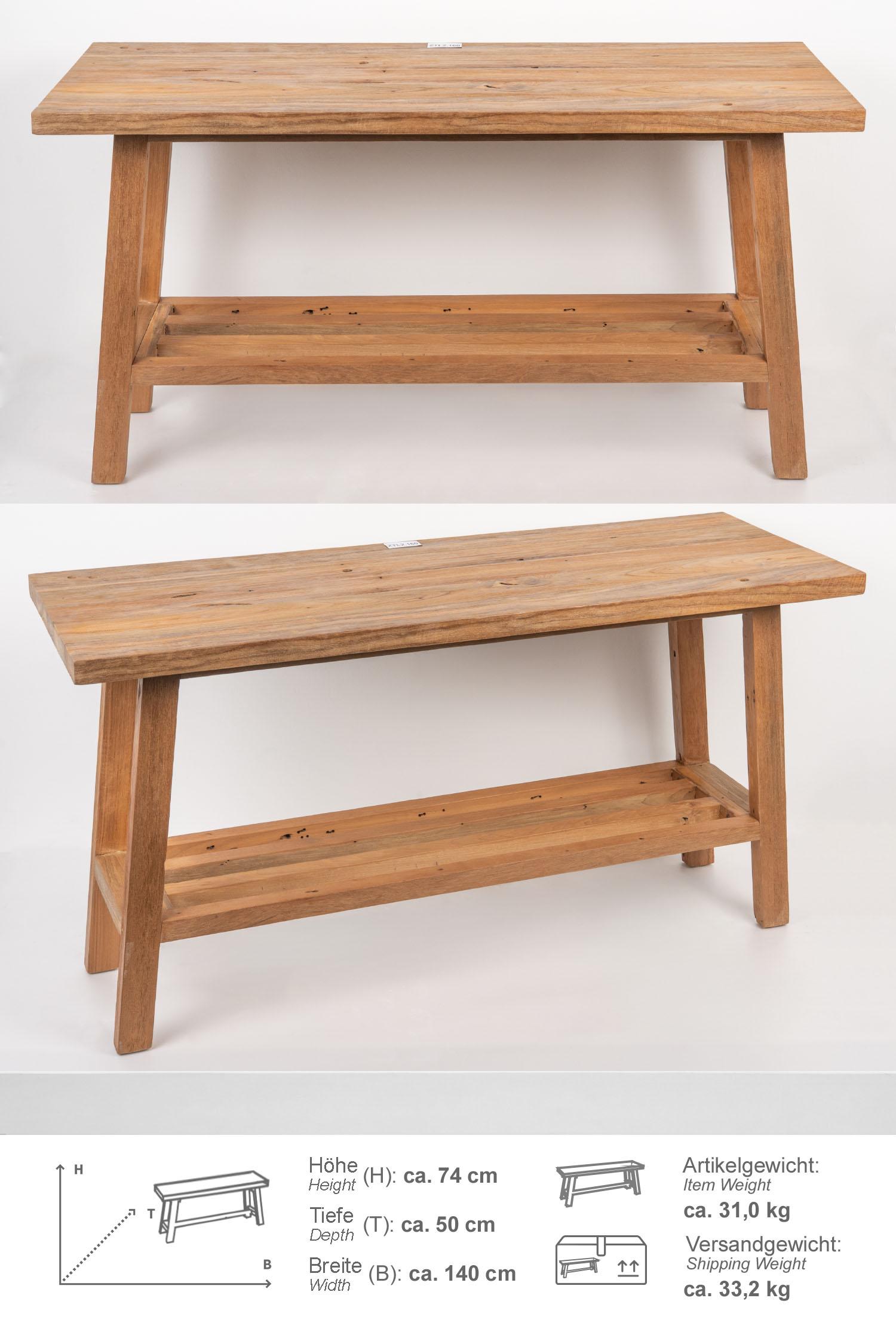 Teakholz Waschtisch Zen rustikal 140 cm
ZTL2.160