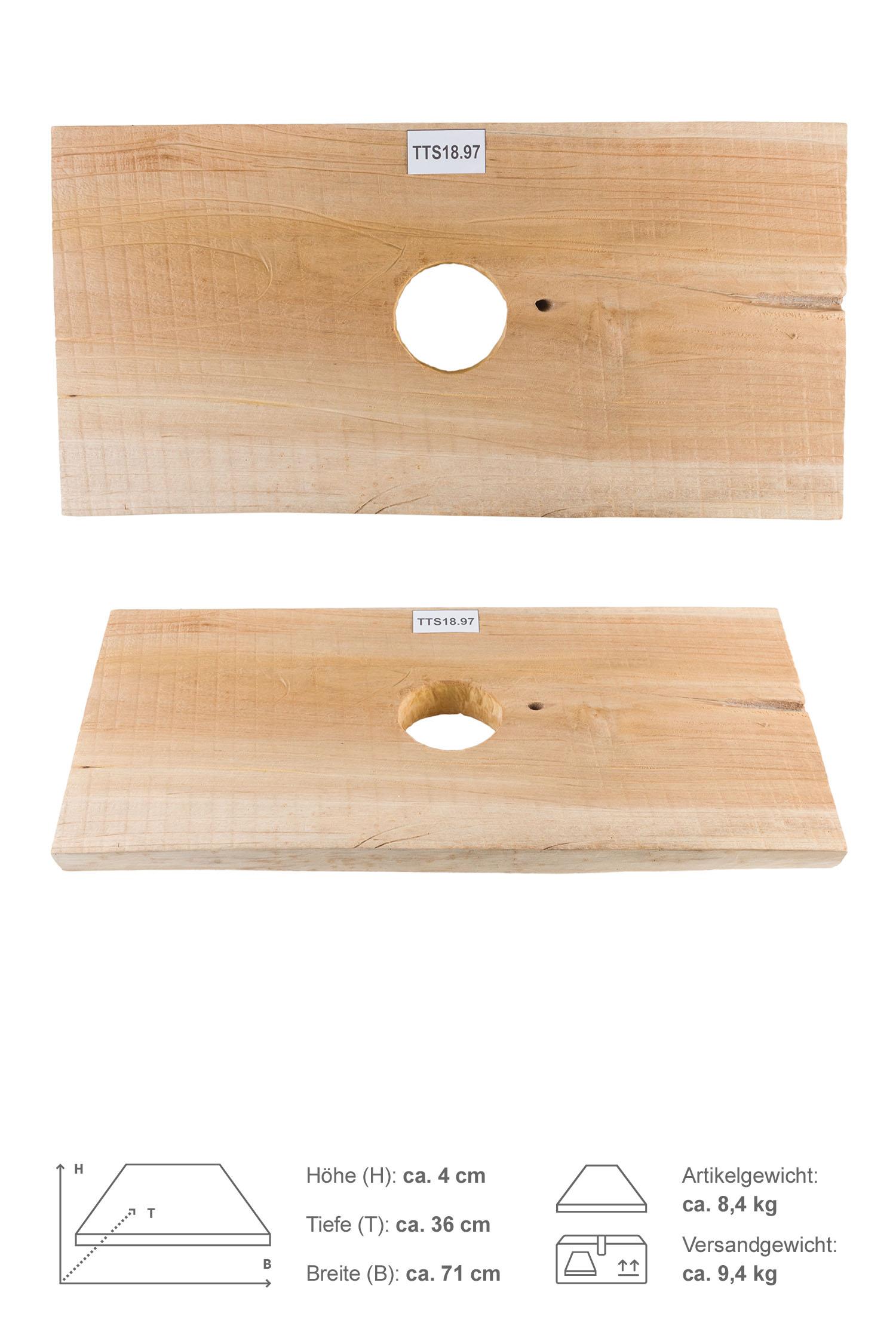 Teak Holz Waschtischplatte 60 - 80 cm braun eckig
TTS18.97