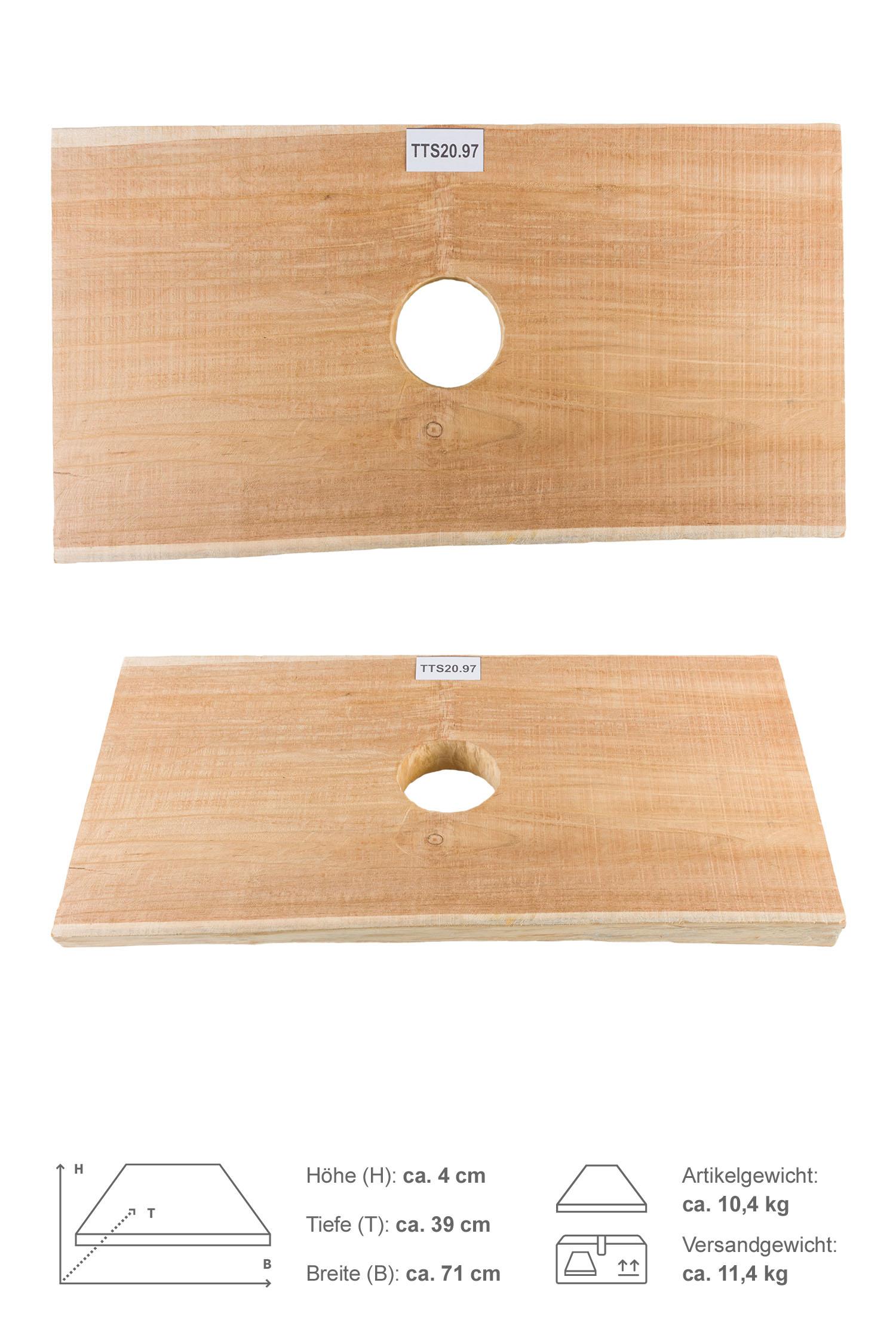 Teak Holz Waschtischplatte 60 - 80 cm braun eckig
TTS20.97